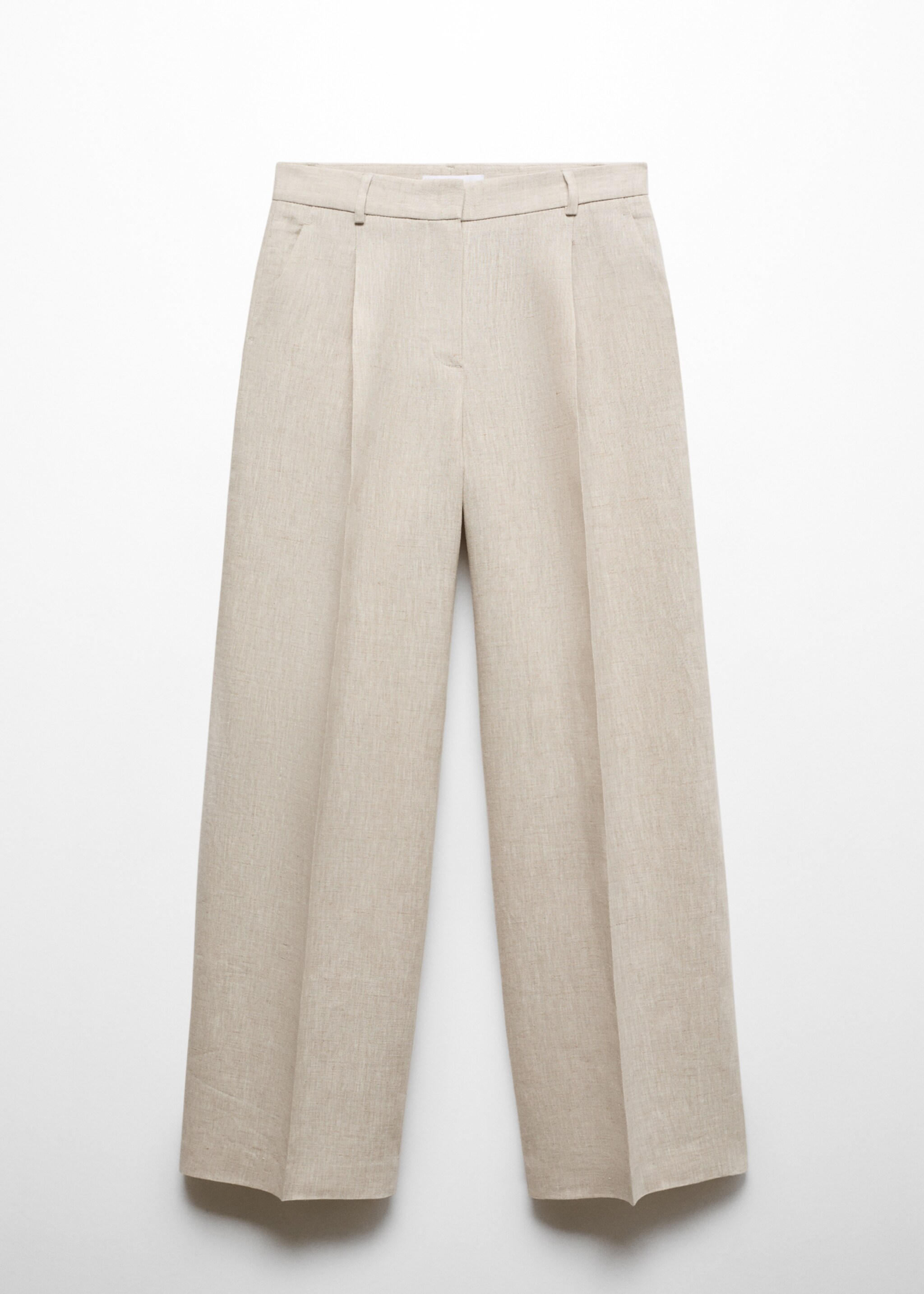 Straight linen-blend trousers - Article without model, Light/Pastel Grey. Ref: 67067142-00.