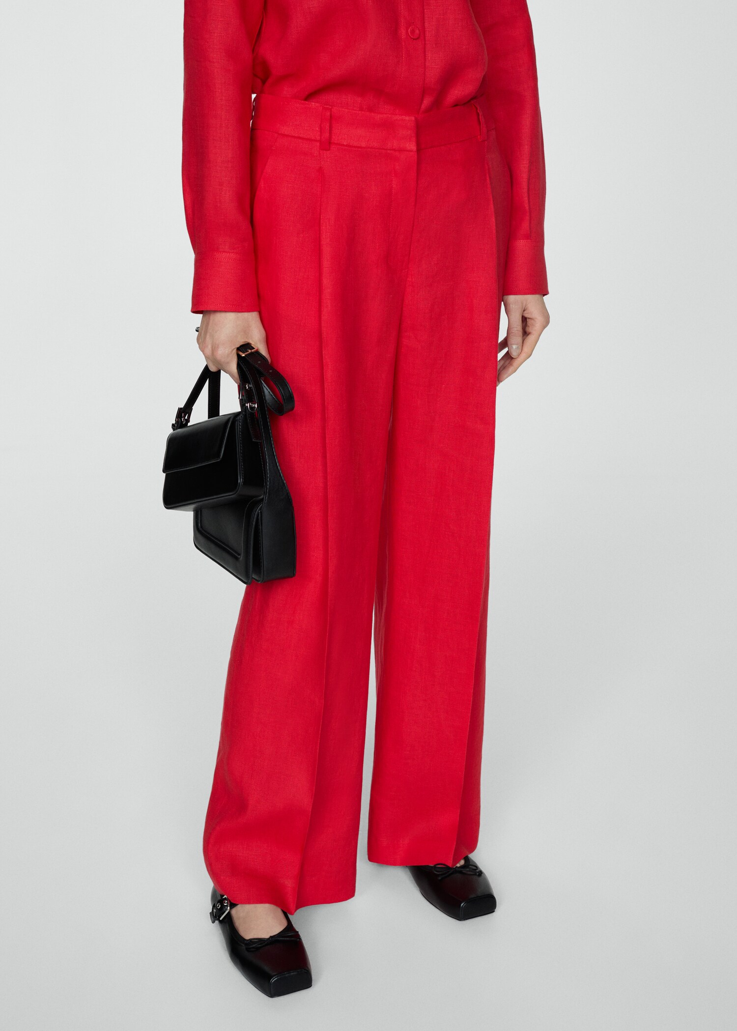 Straight linen-blend trousers - Medium plane