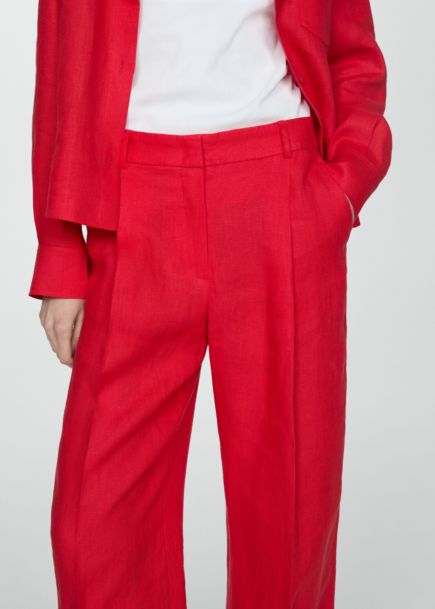 Straight linen-blend trousers - Details of the article 6