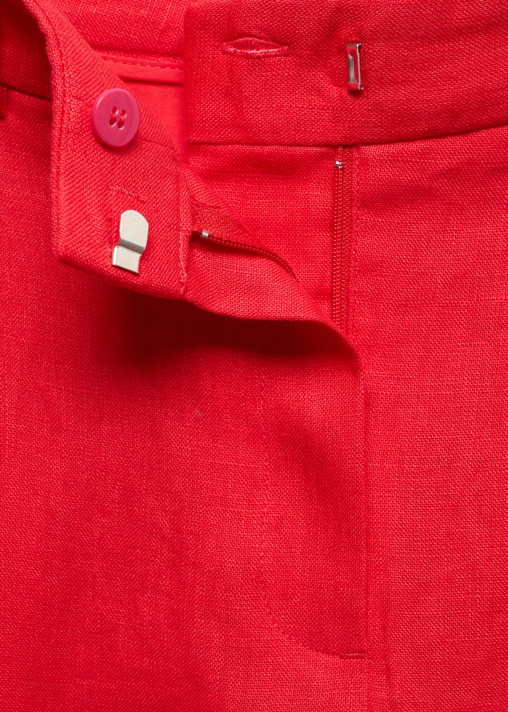 Straight linen-blend trousers - Details of the article 8, Coral Red. Ref: 67067142-00.