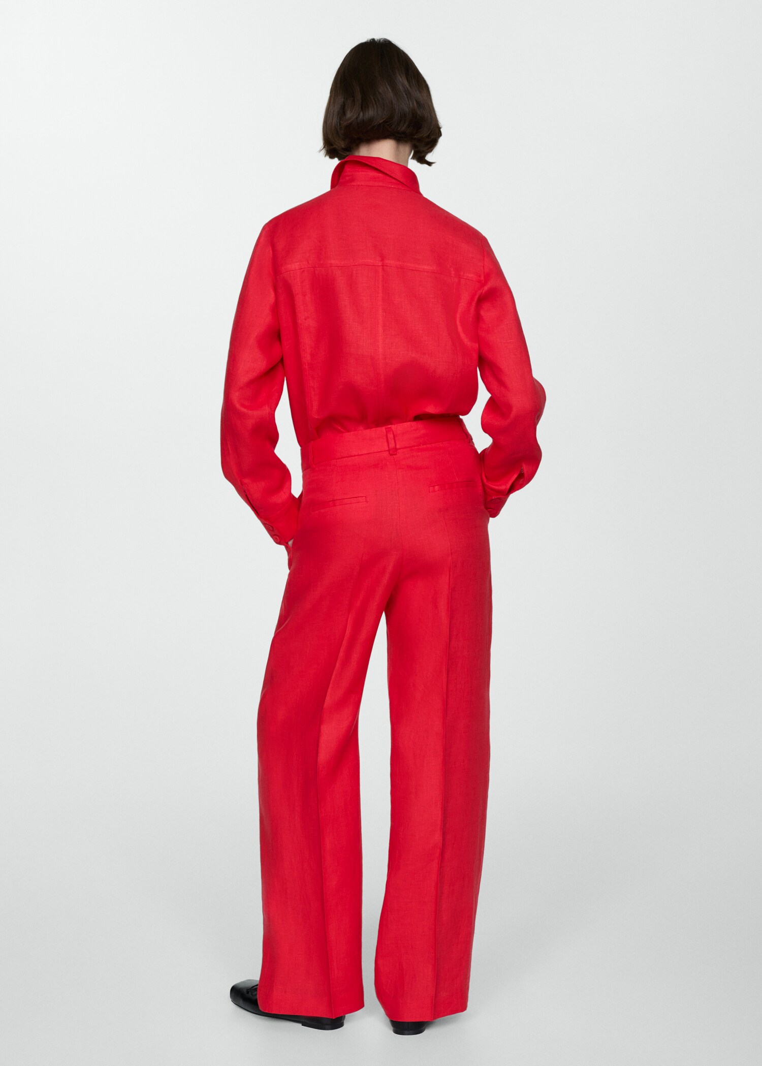 Straight linen-blend trousers - Reverse of the article