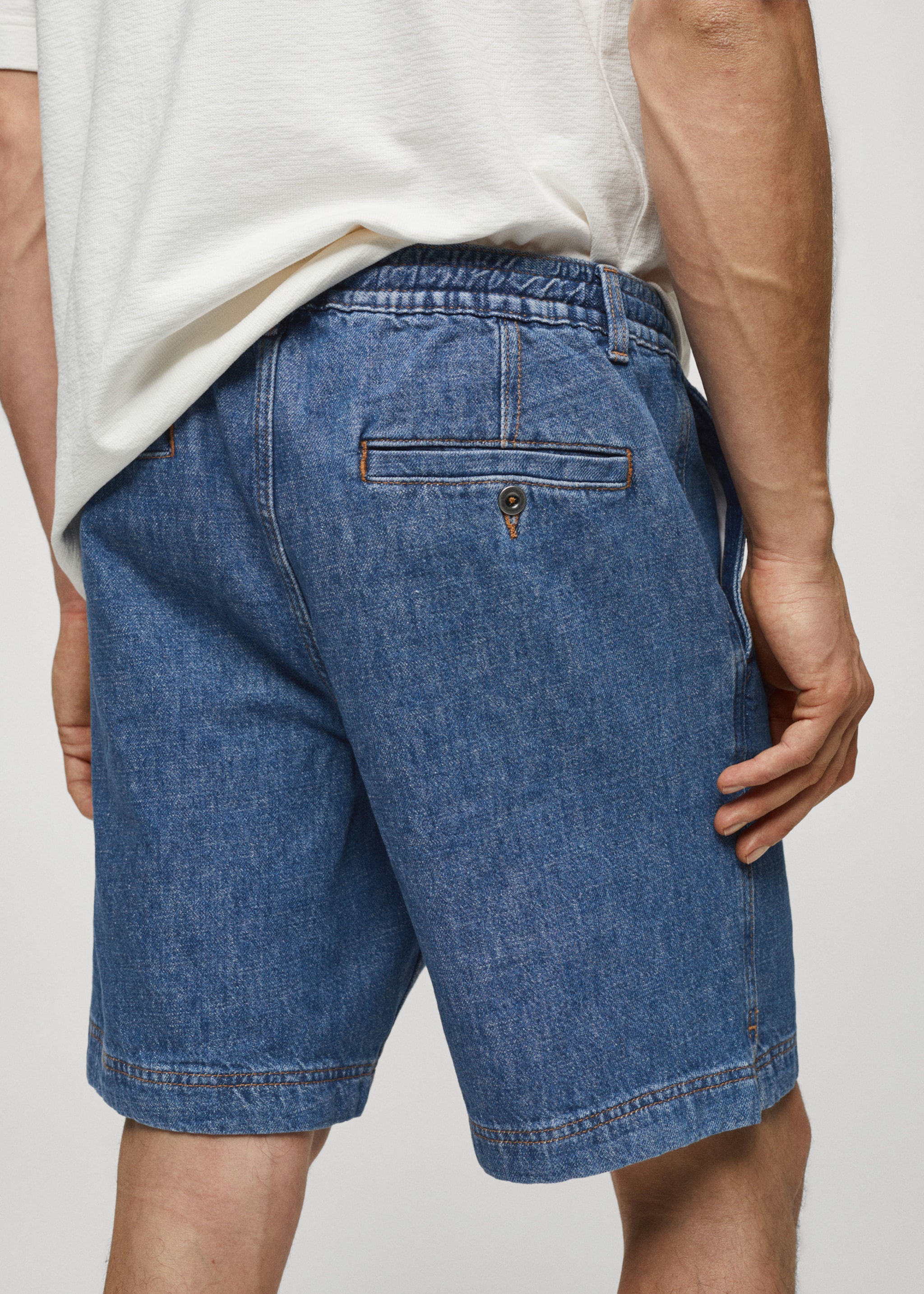 Drawstring denim Bermuda shorts - Details of the article 4