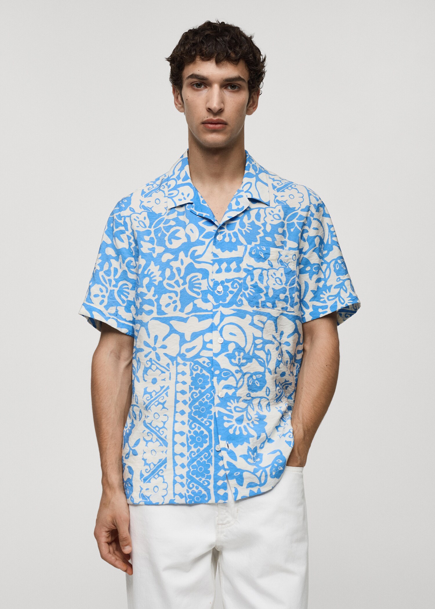 Printed fluid regular-fit shirt - Medium plane