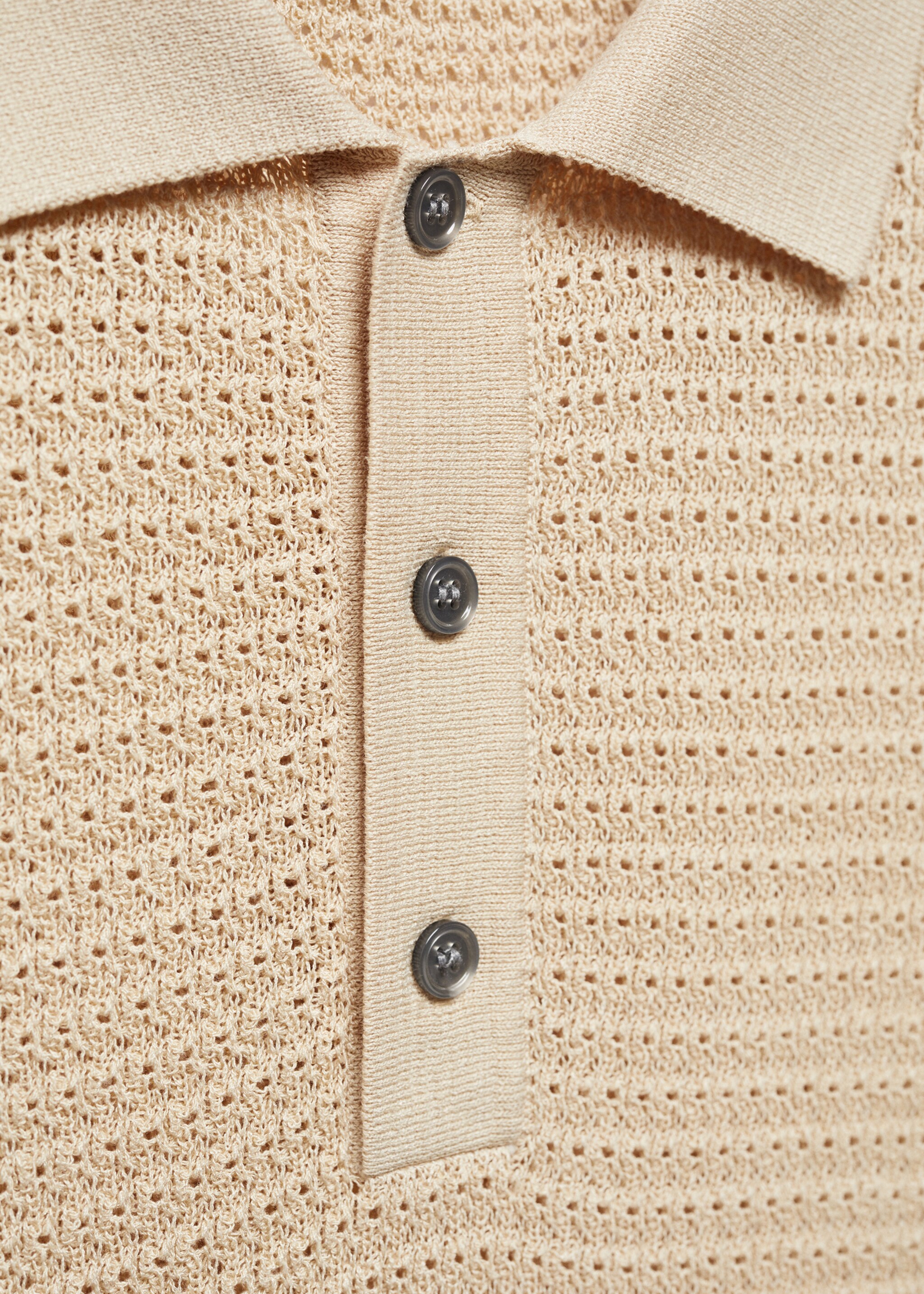 Poloshirt mit Lochmuster - Detail des Artikels 8, Beige. Ref: 67067698-00.