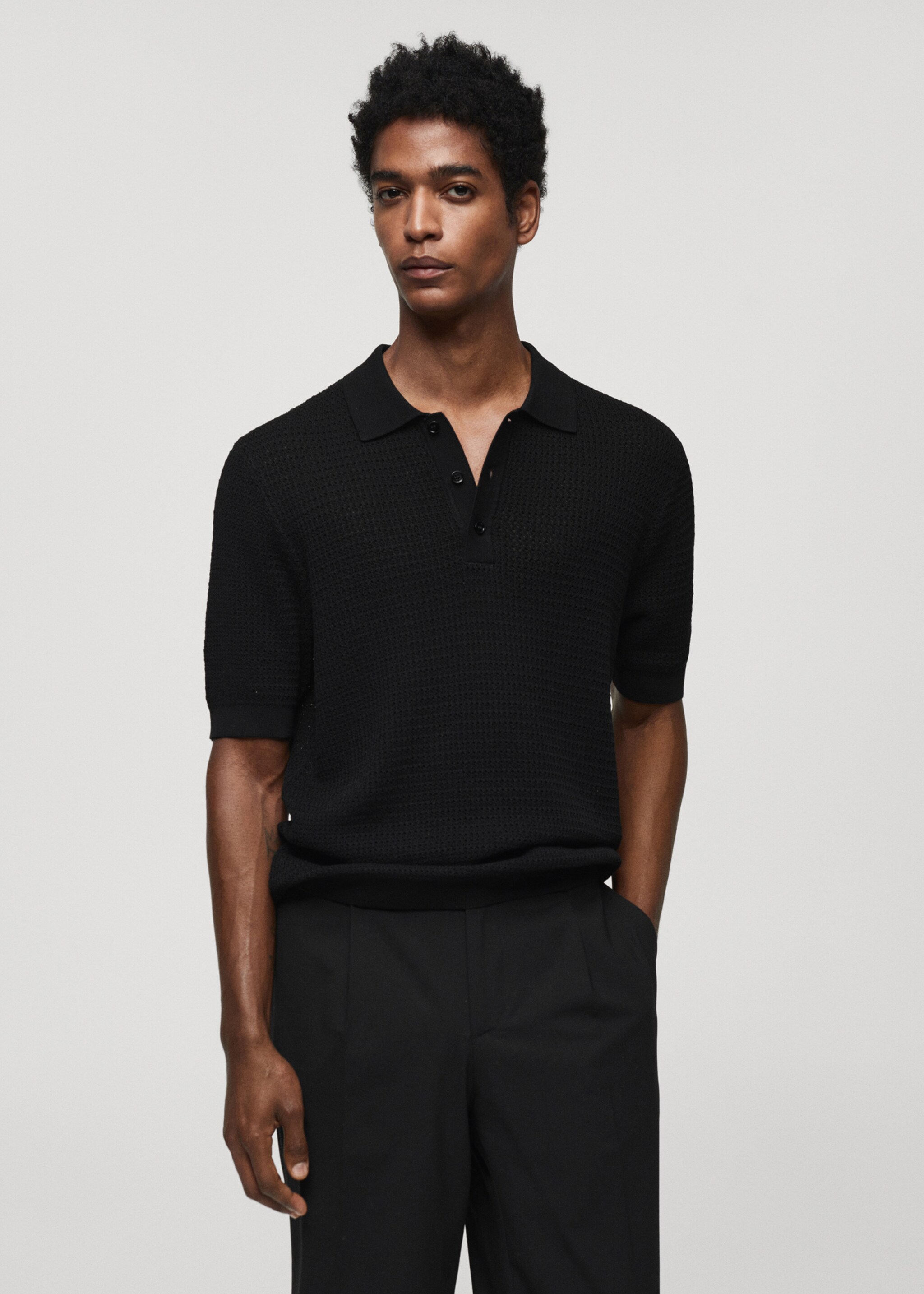 Openwork knit polo - Medium plane