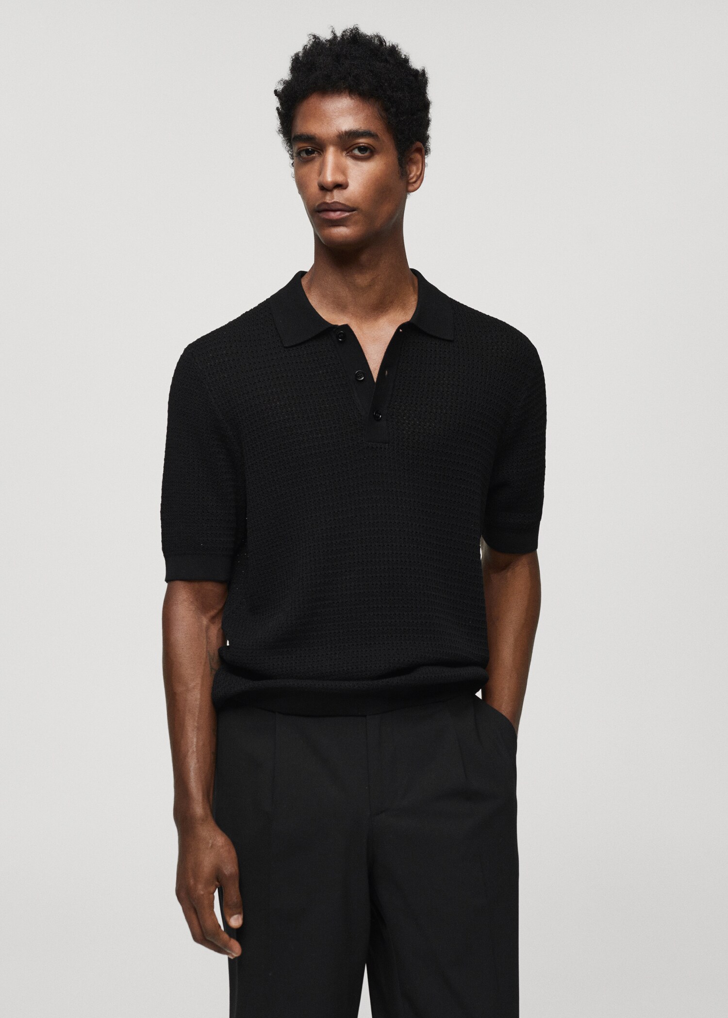 Openwork knit polo - Medium plane