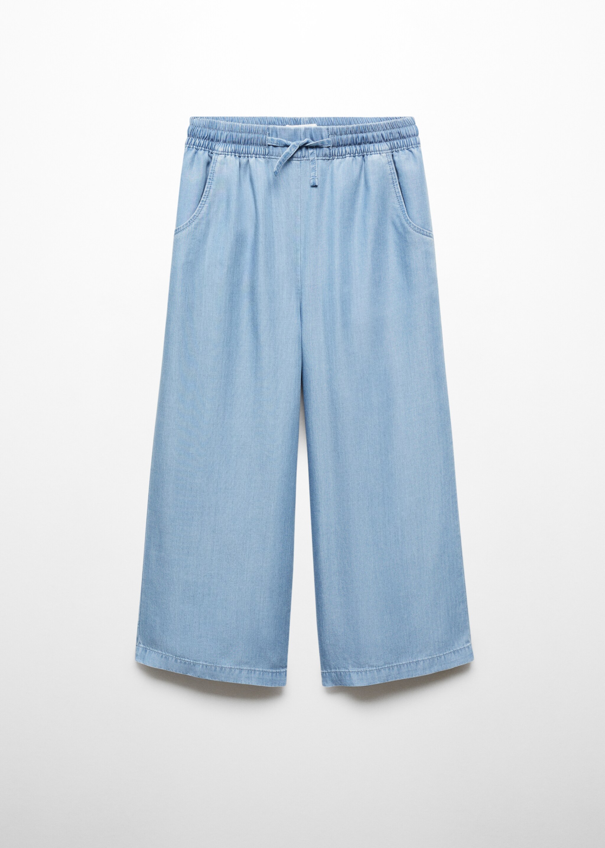Lyocell trousers with elastic waistband - Article without model, Medium Blue. Ref: 67067700-00.