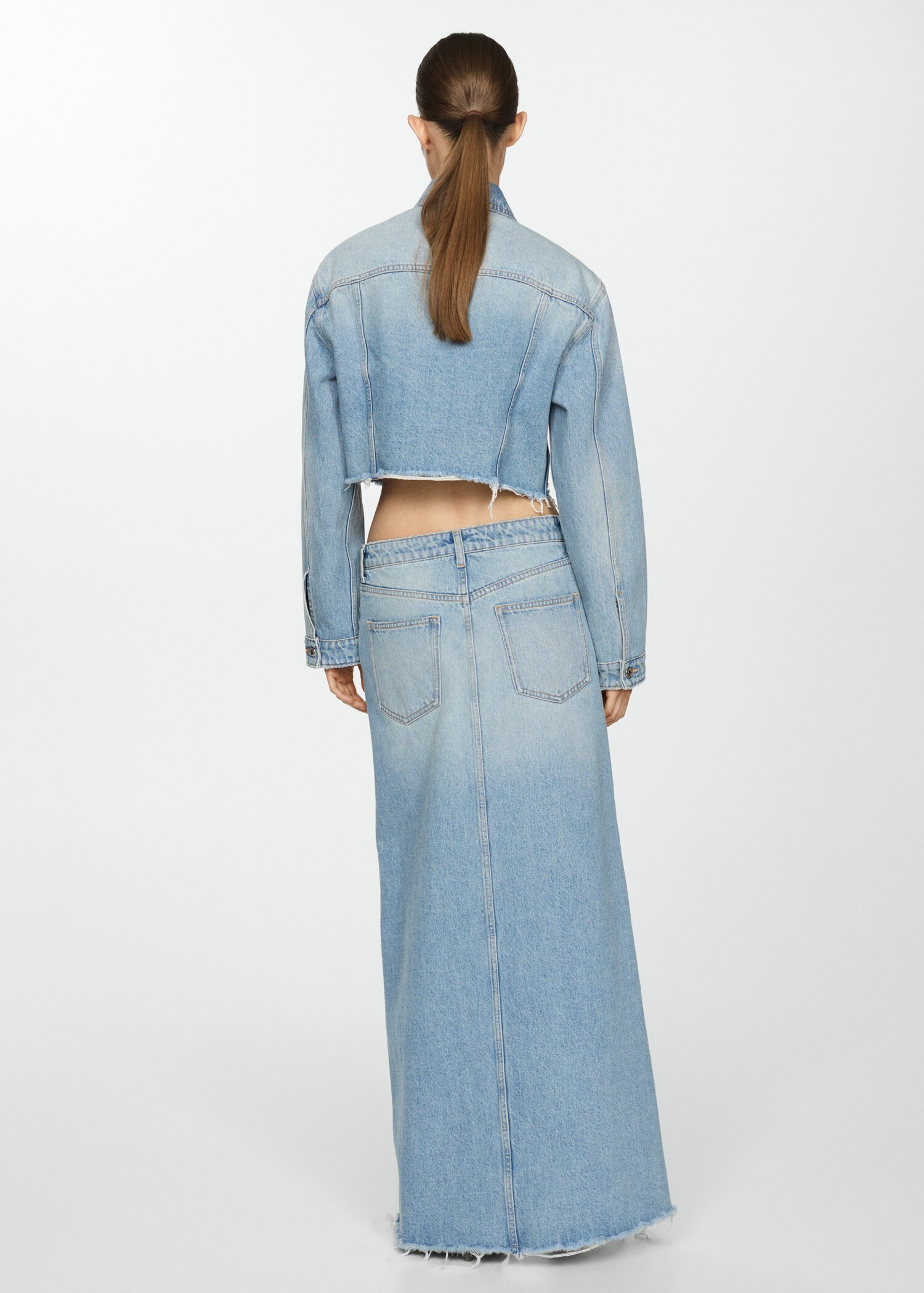 Φούστα denim ξεφτισμένο στρίφωμα - Πίσω όψη προϊόντος