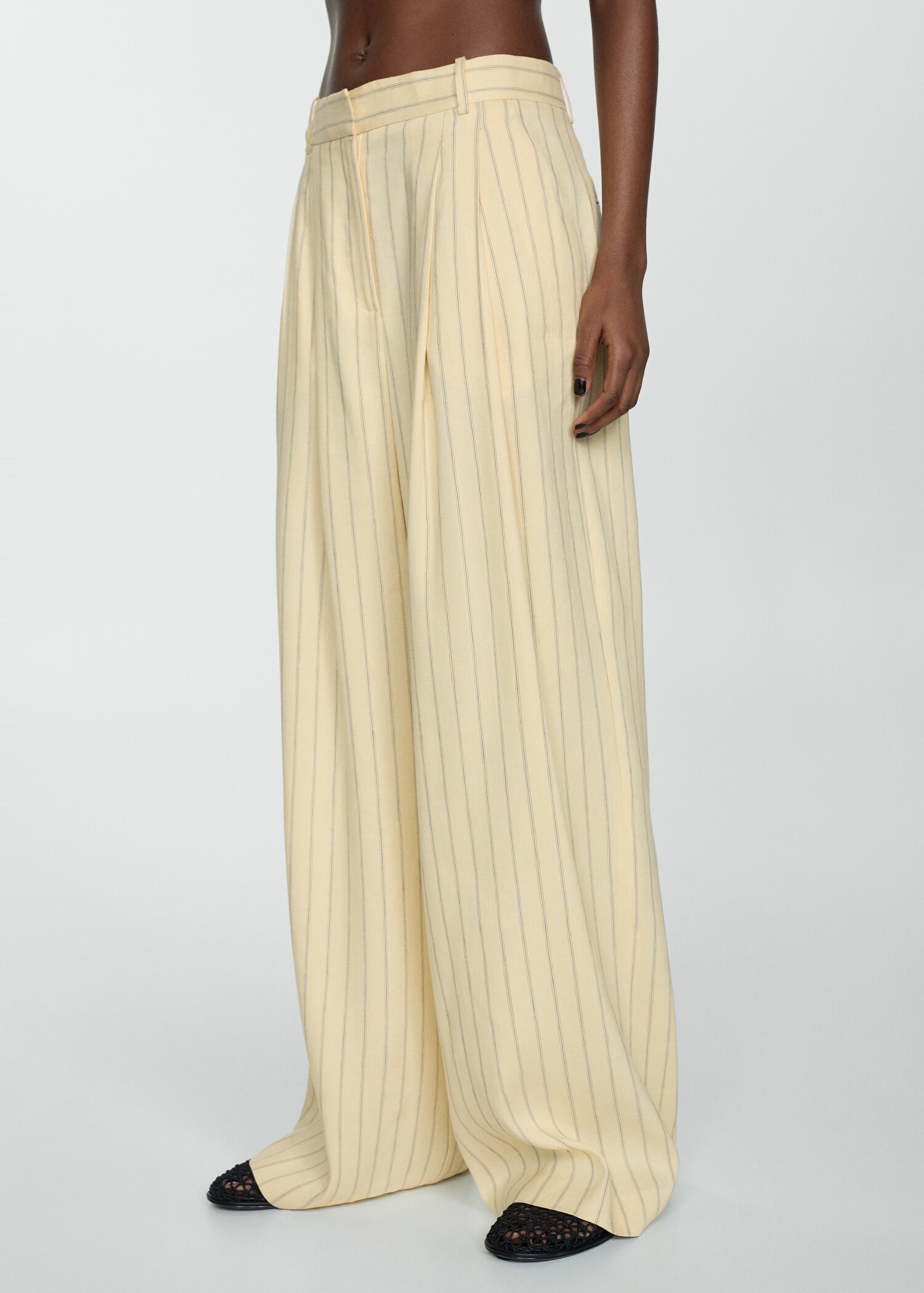 Striped linen-blend trousers - Medium plane