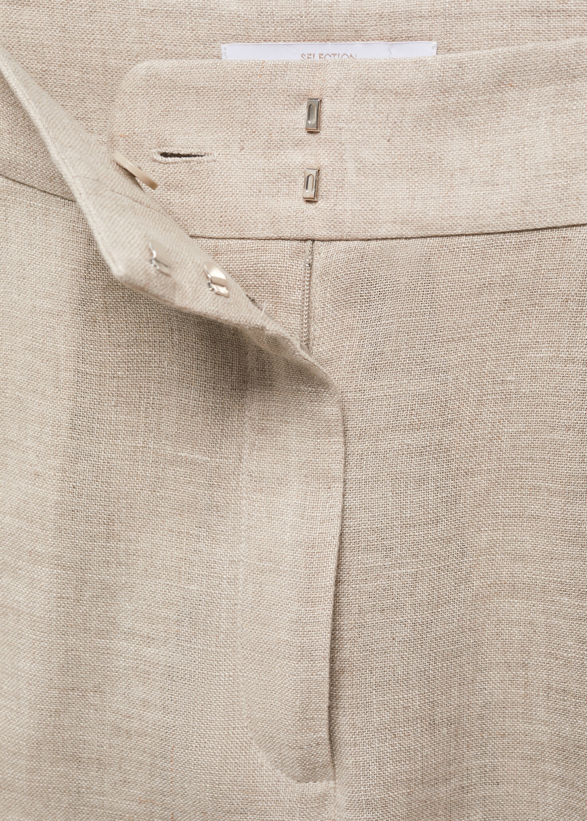 100% linen suit trousers - Details of the article 8, Beige. Ref: 67067721-00.