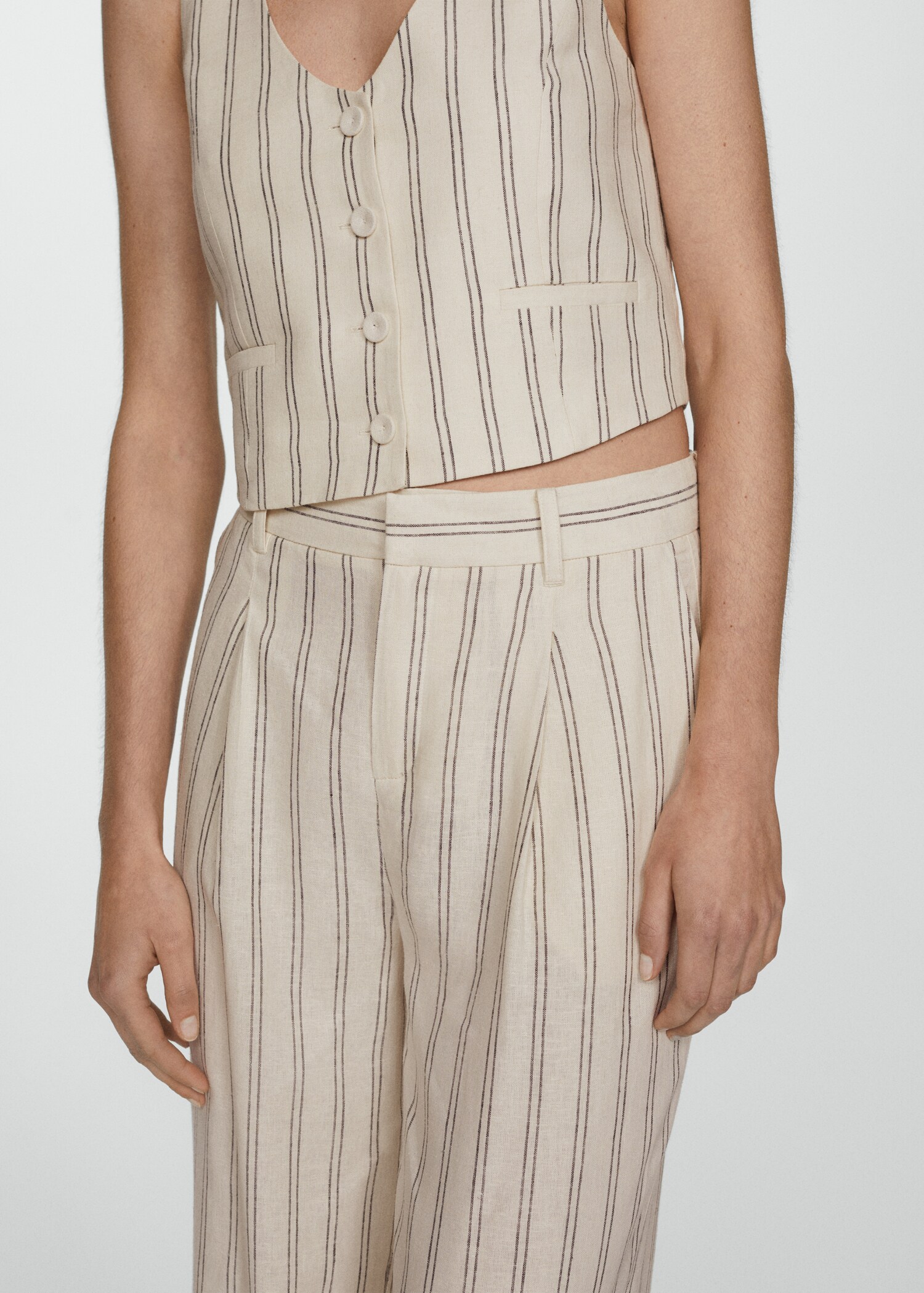 Striped linen-blend trousers - Details of the article 6