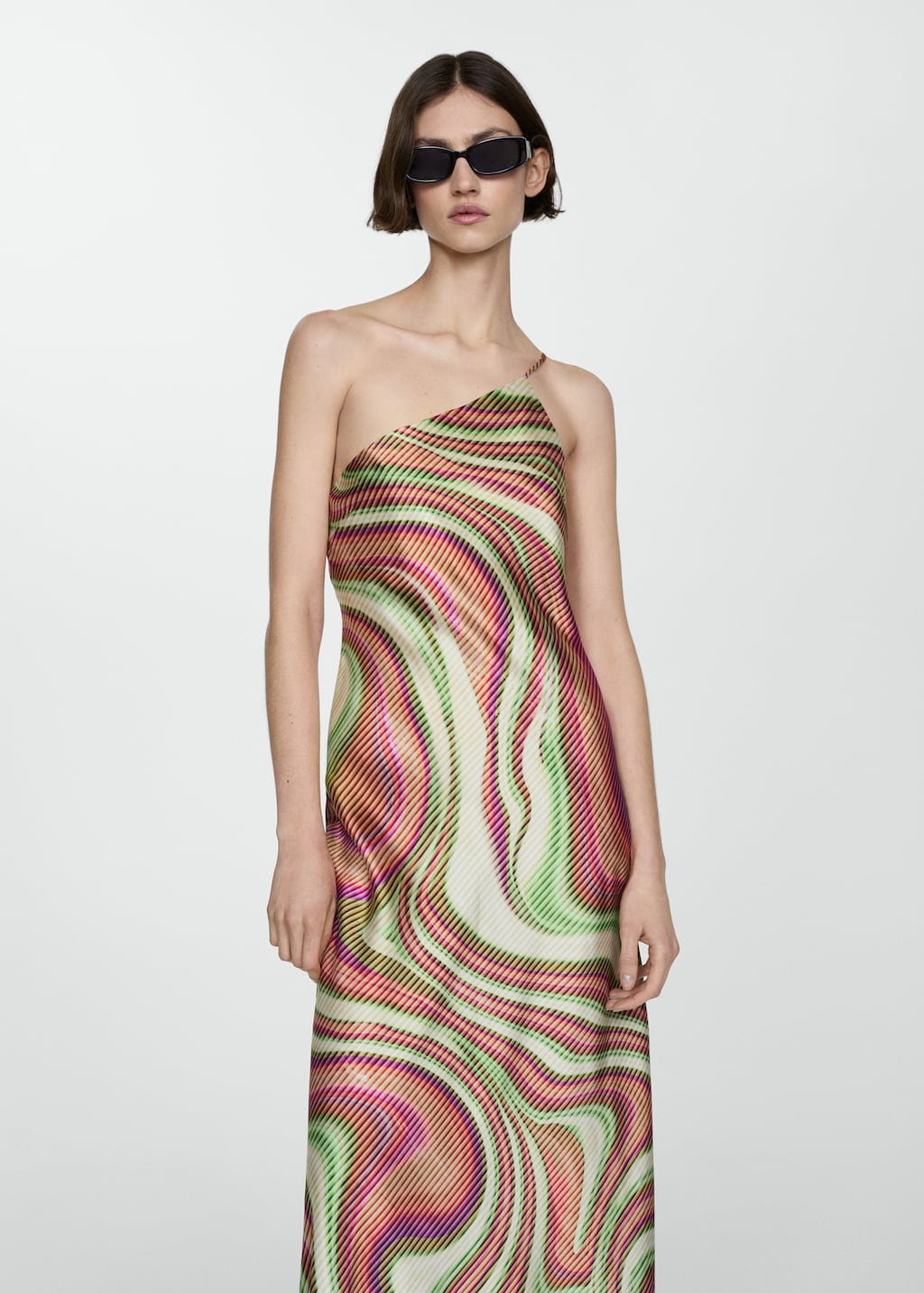 Printed satin dress - Women | MANGO OUTLET USA