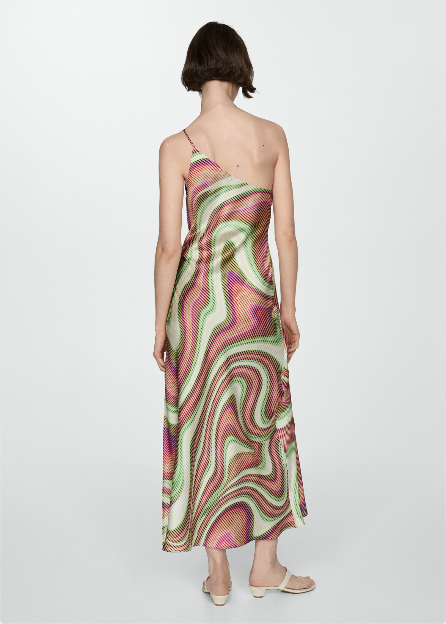 Printed satin dress - Reverse of the article