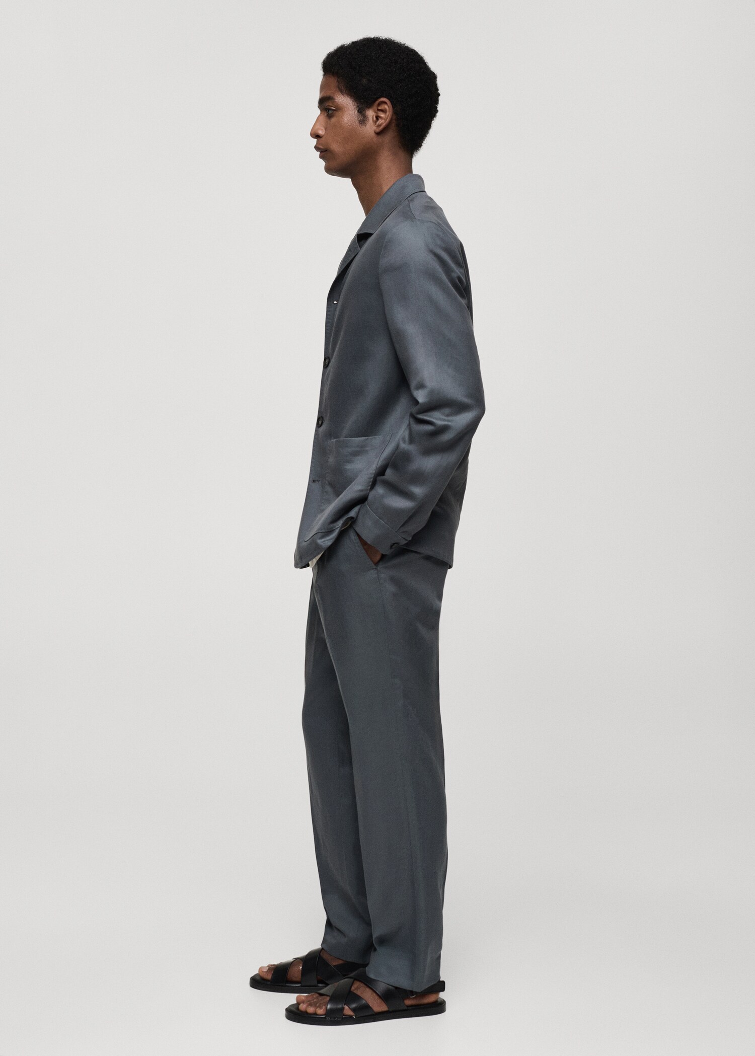 Lyocell linen overshirt with pockets - Details of the article 2