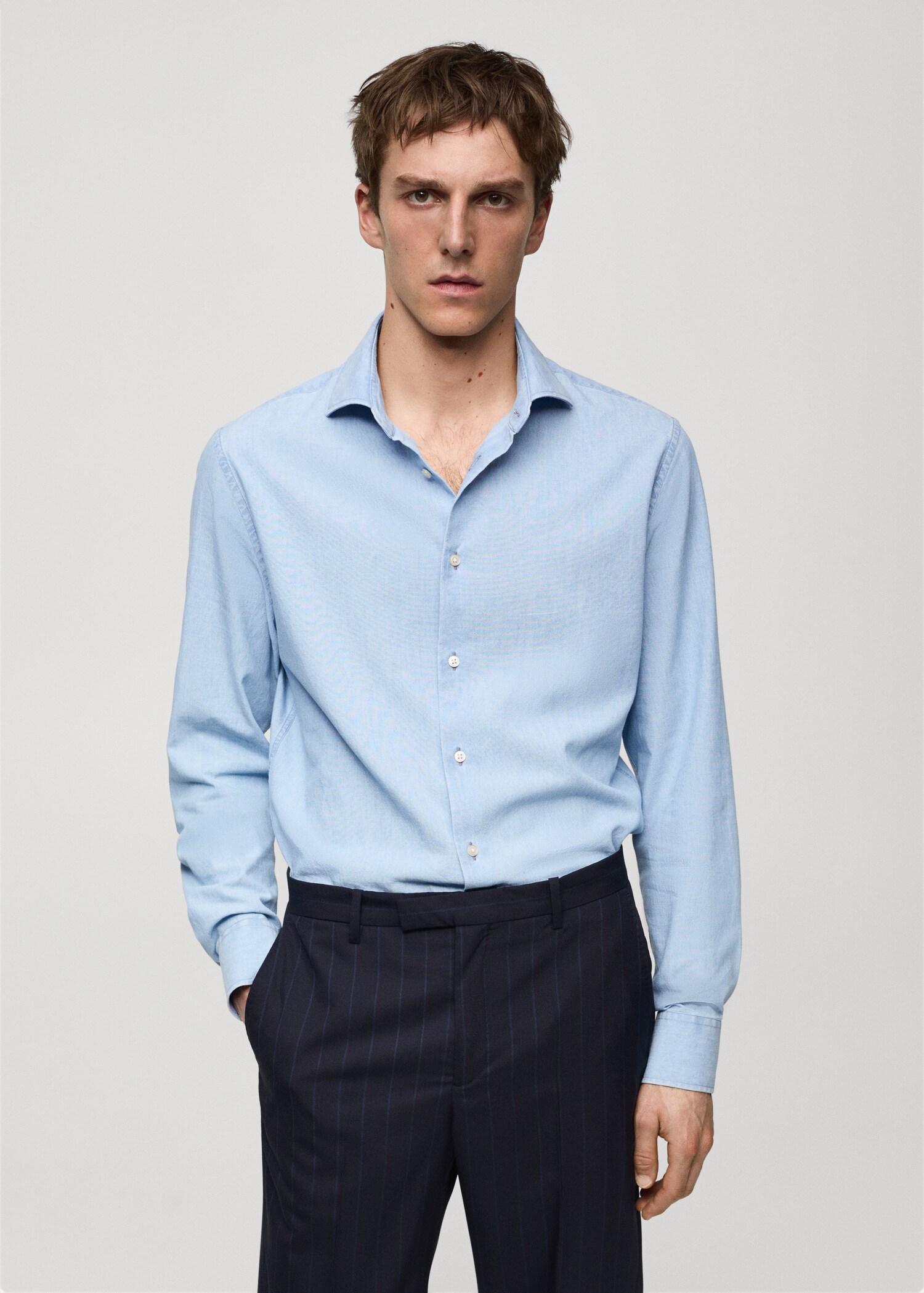 100% indigo cotton slim-fit shirt - Medium plane