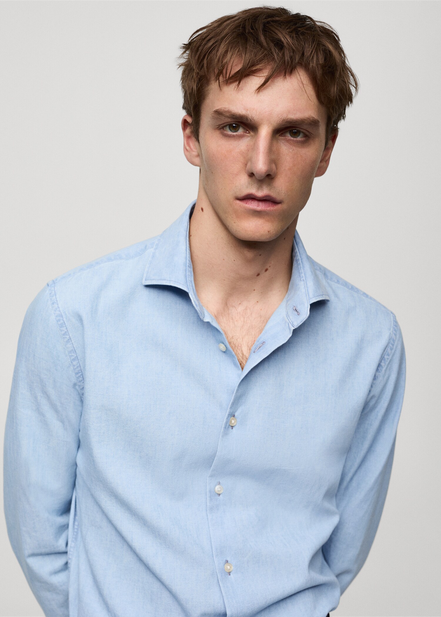 100% indigo cotton slim-fit shirt - Details of the article 1