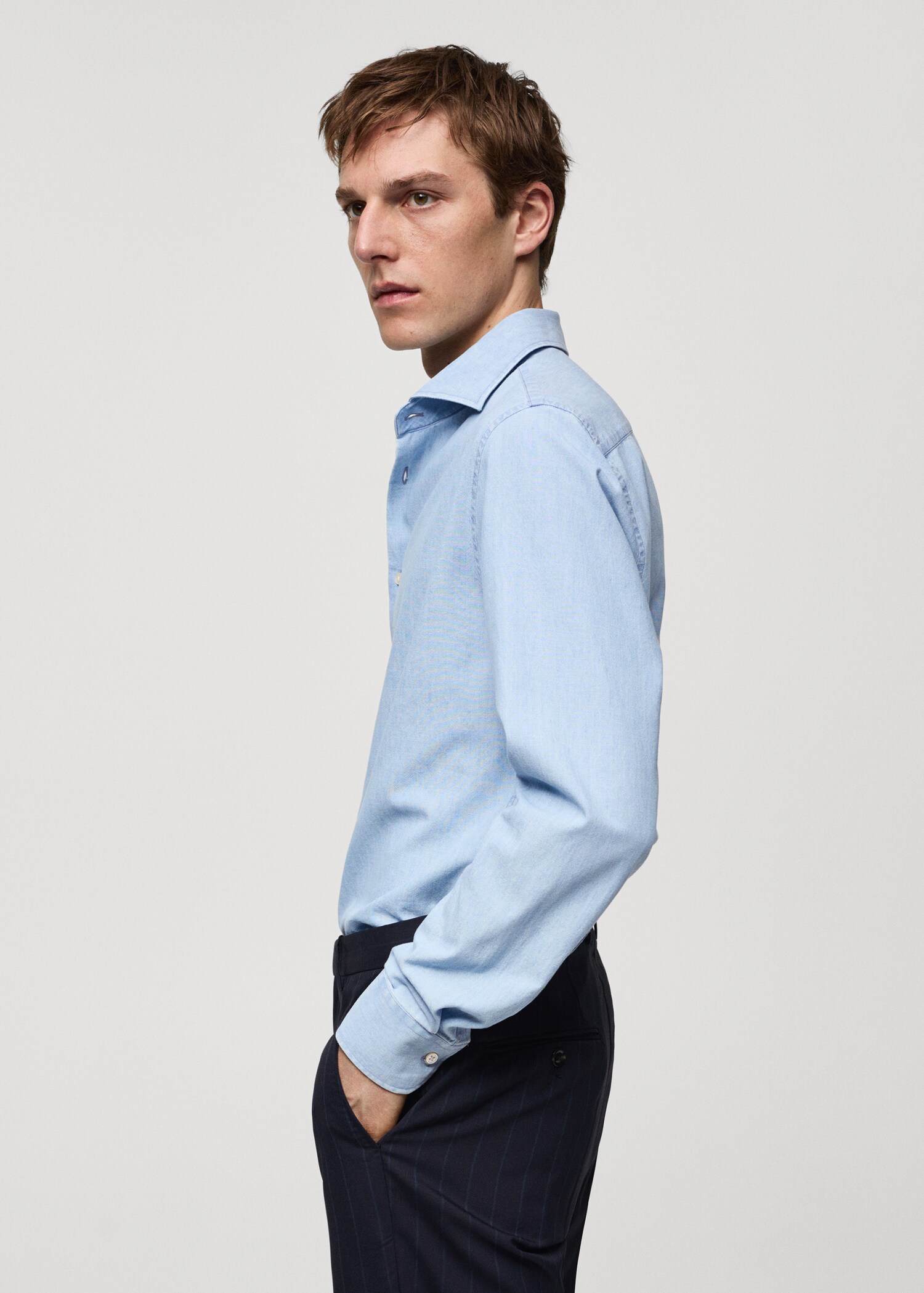 100% indigo cotton slim-fit shirt - Details of the article 6