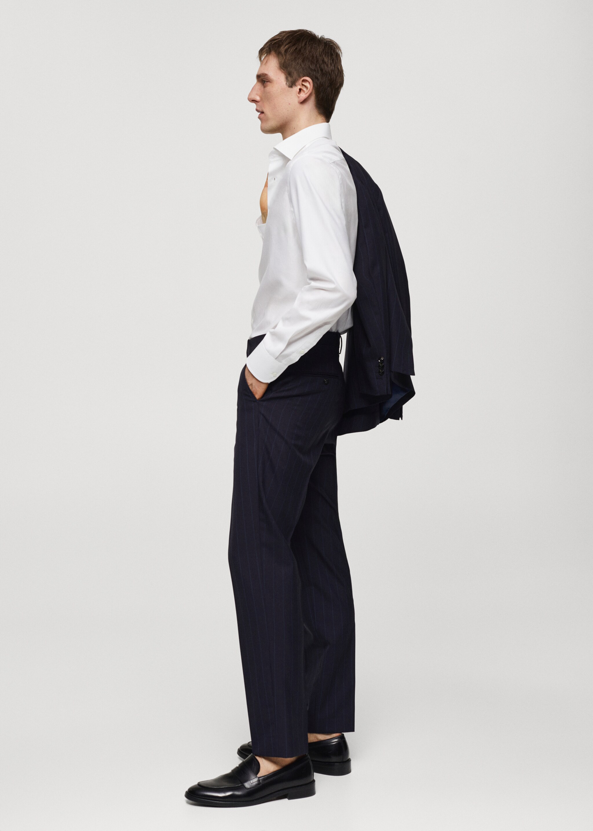 100% cotton slim-fit twill shirt - Details of the article 2, White. Ref: 67068268-00.