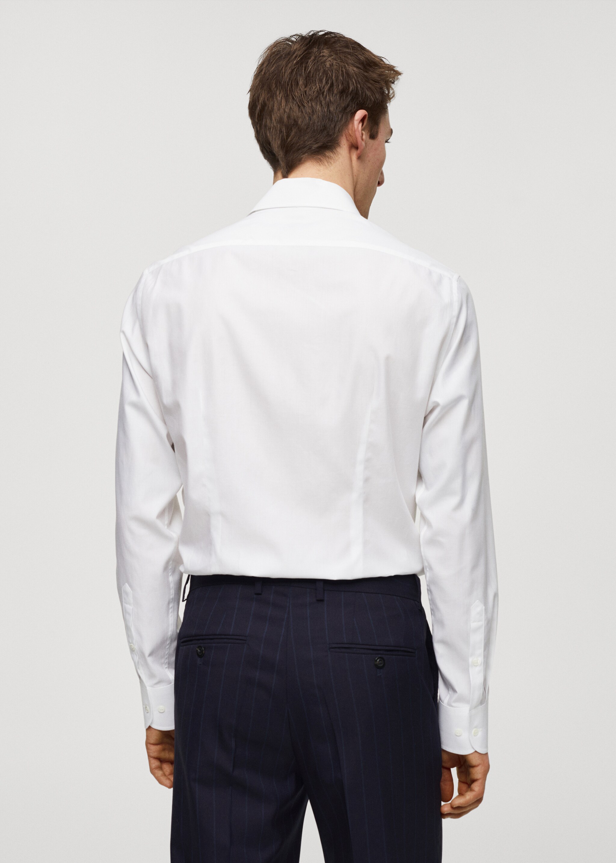 100% cotton slim-fit twill shirt - Reverse of the article, White. Ref: 67068268-00.