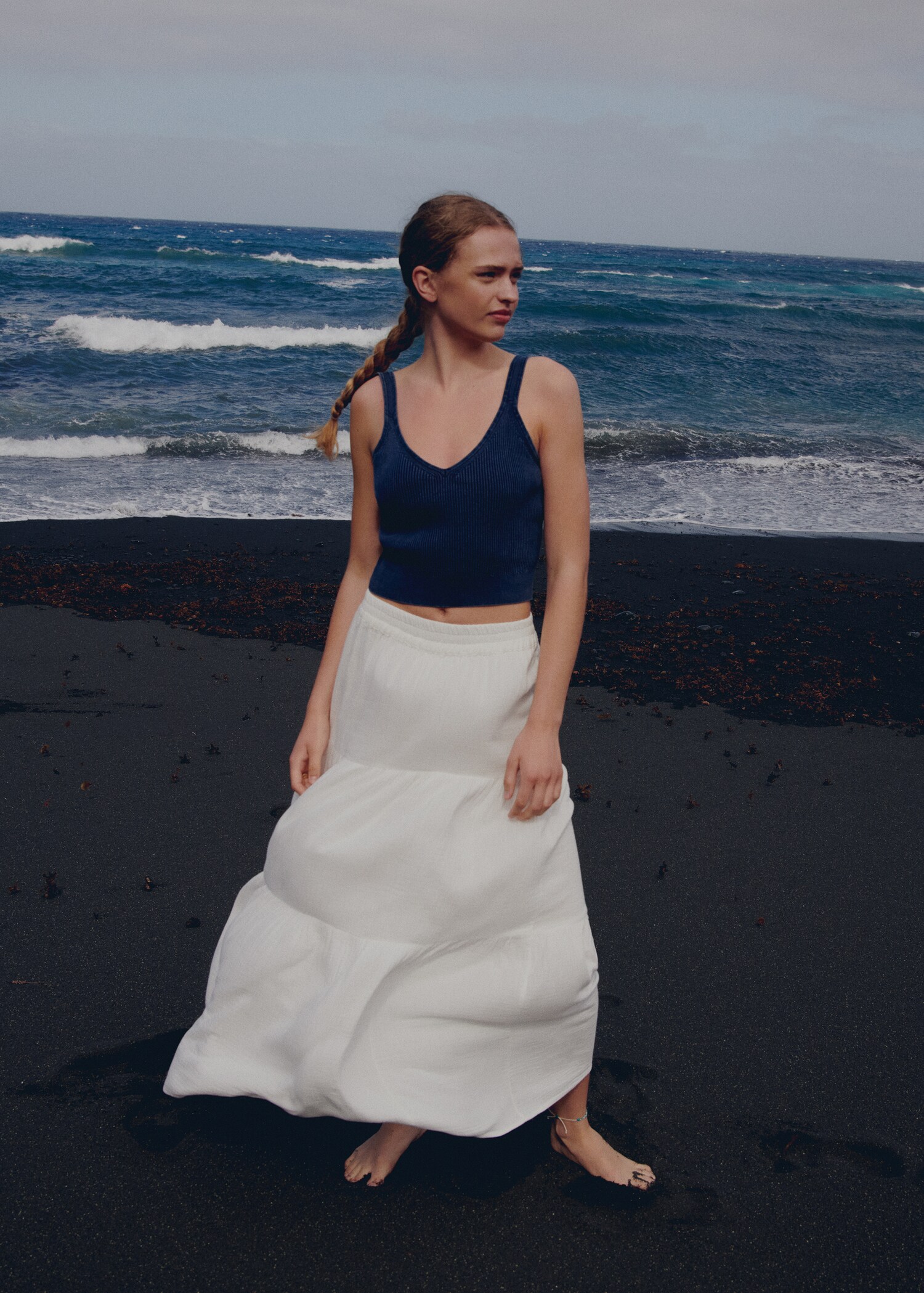 Long cotton flared skirt - Details of the article 5