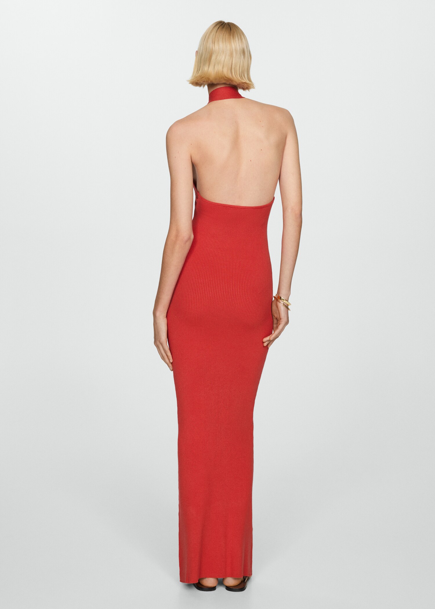 Halter-neck knitted dress - Reverse of the article