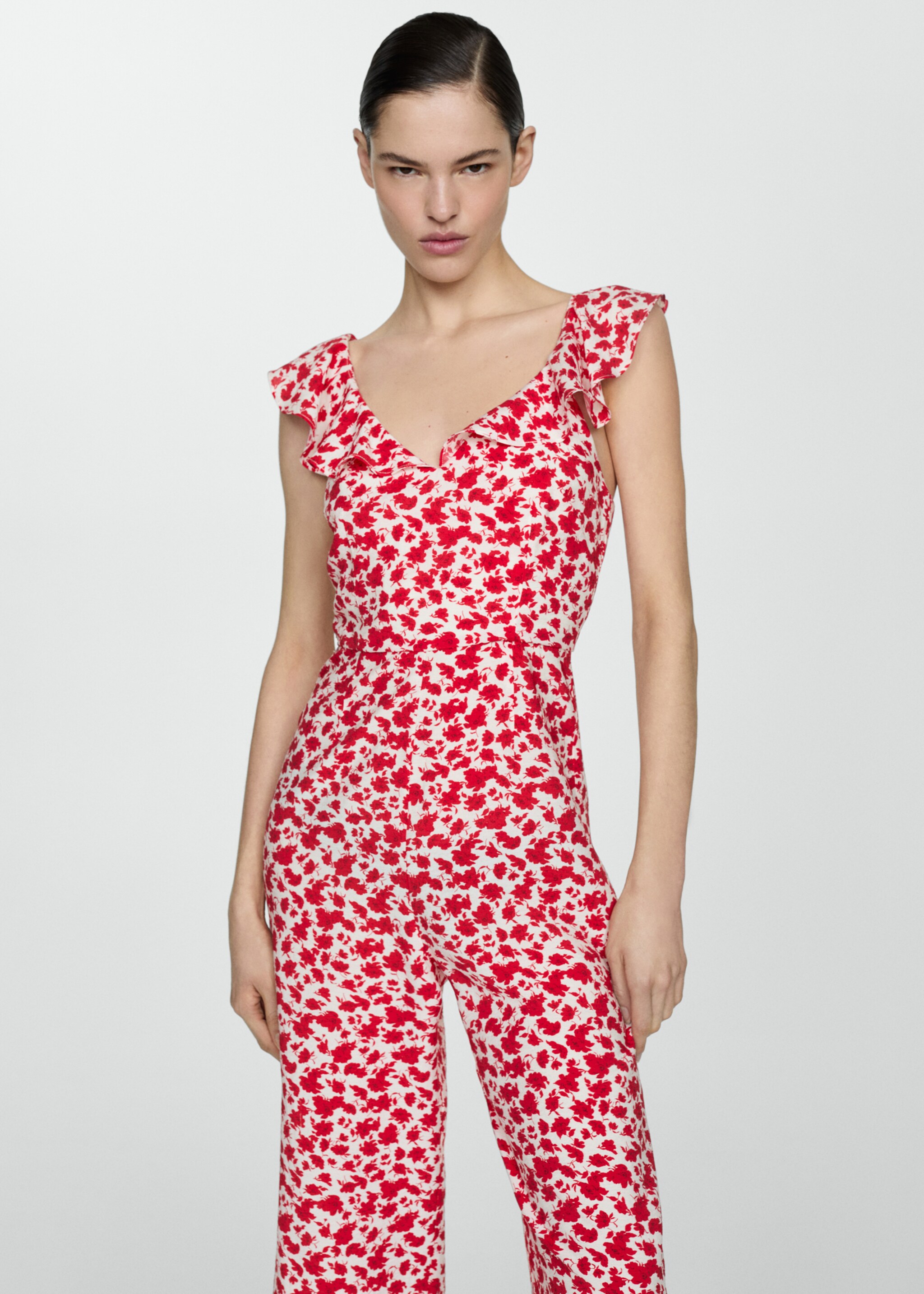 Langer Overall mit floralem Print - Mittlere Ansicht