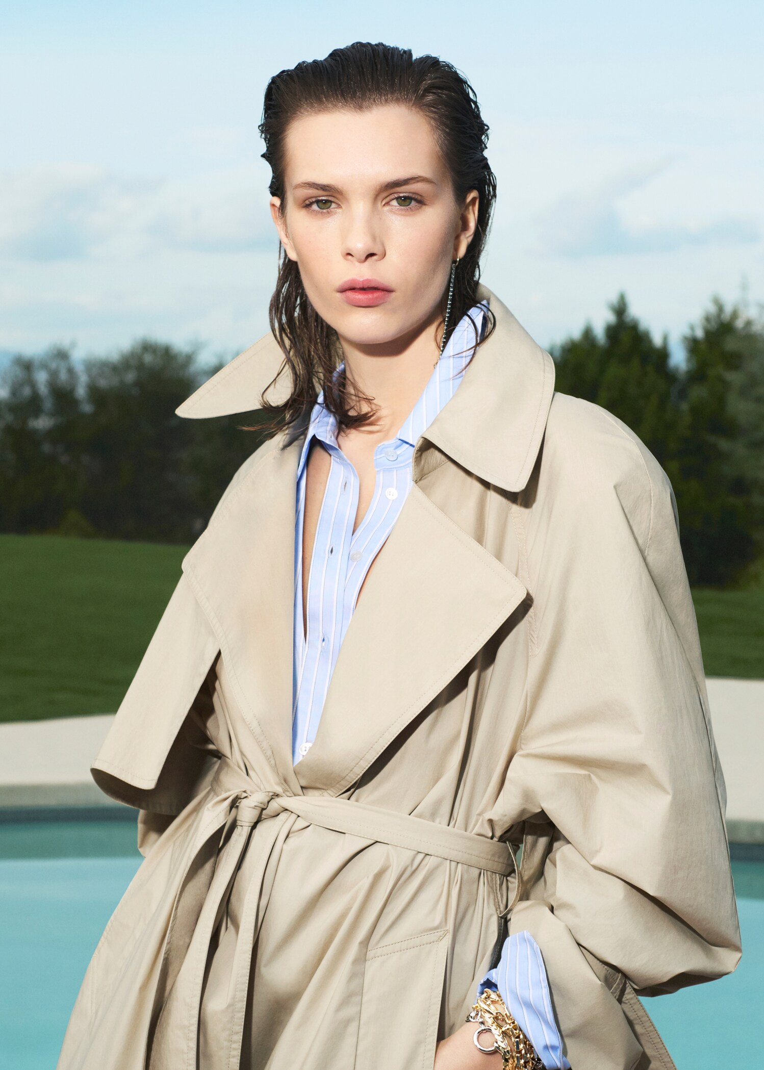 Langer Trenchcoat aus 100 % Baumwolle - Detail des Artikels 7