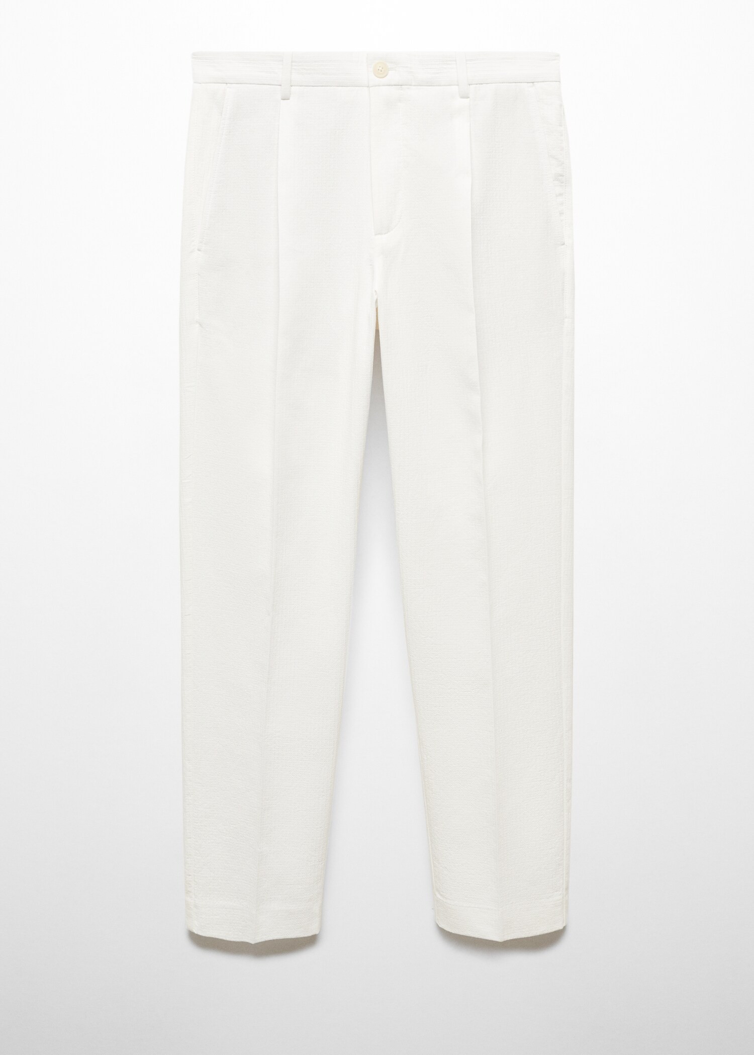 Slim-fit trousers with pleated texture - Article without model