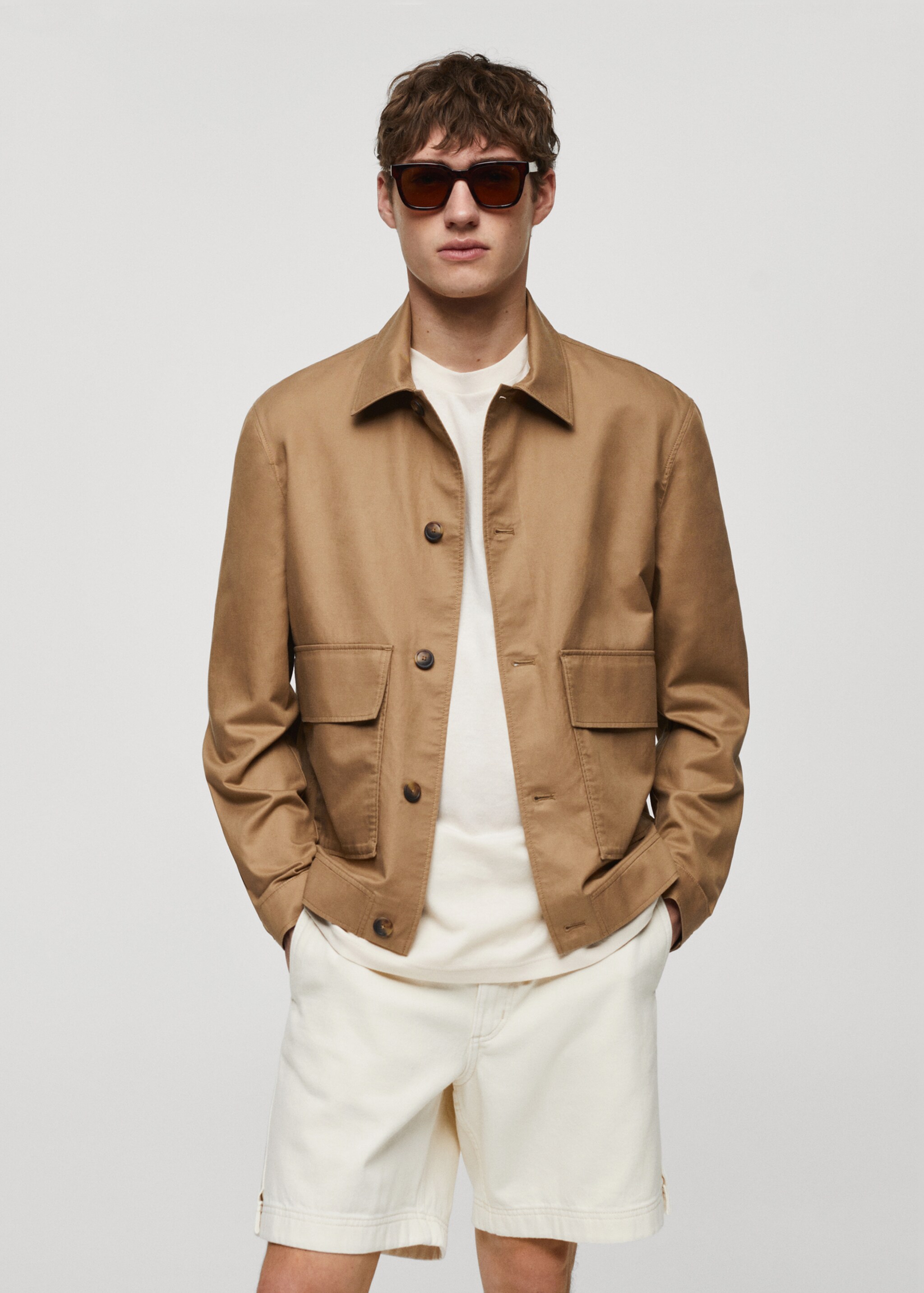 Tencel-linen overshirt with pockets - Medium plane