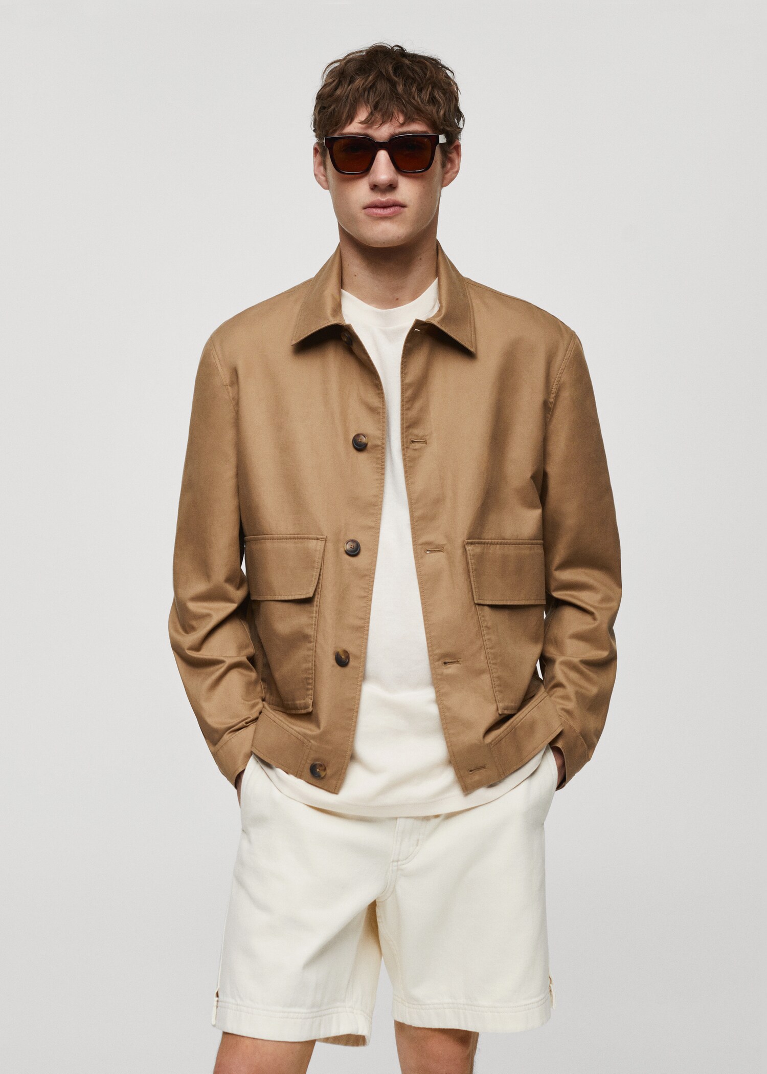 Tencel-linen overshirt with pockets - Medium plane