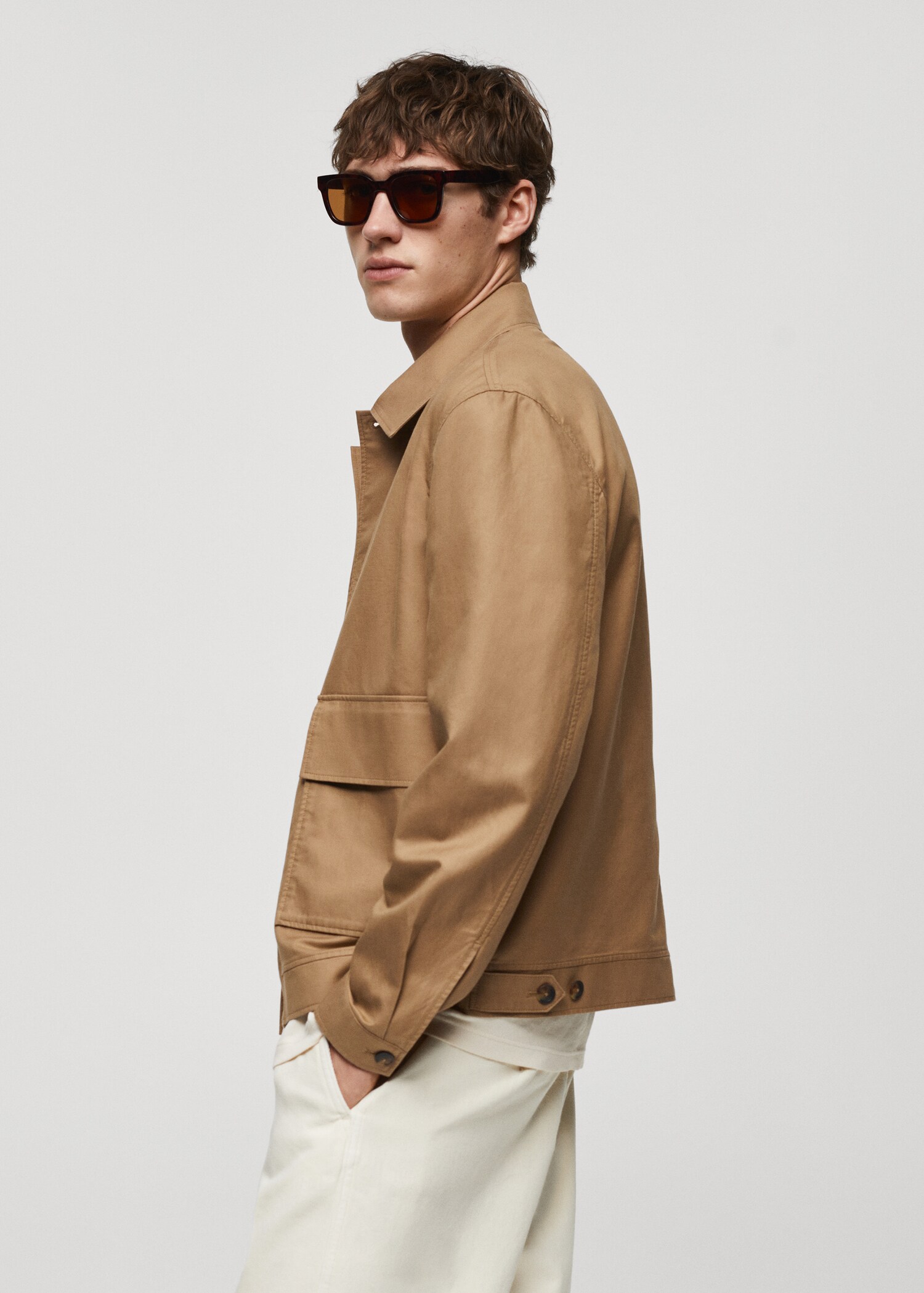 Tencel-linen overshirt with pockets - Details of the article 2