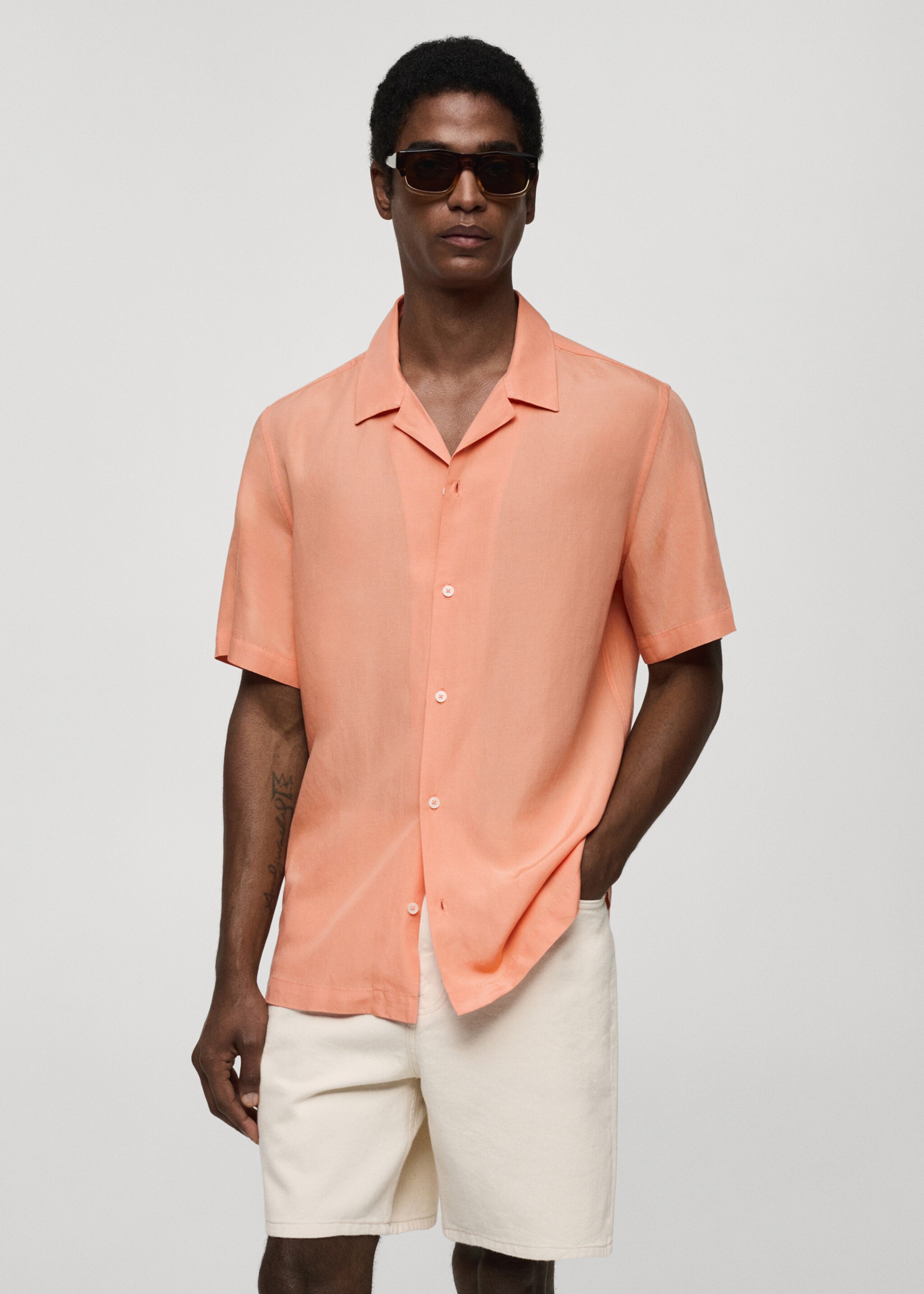 Chemise Tencel col bowling - Plan moyen