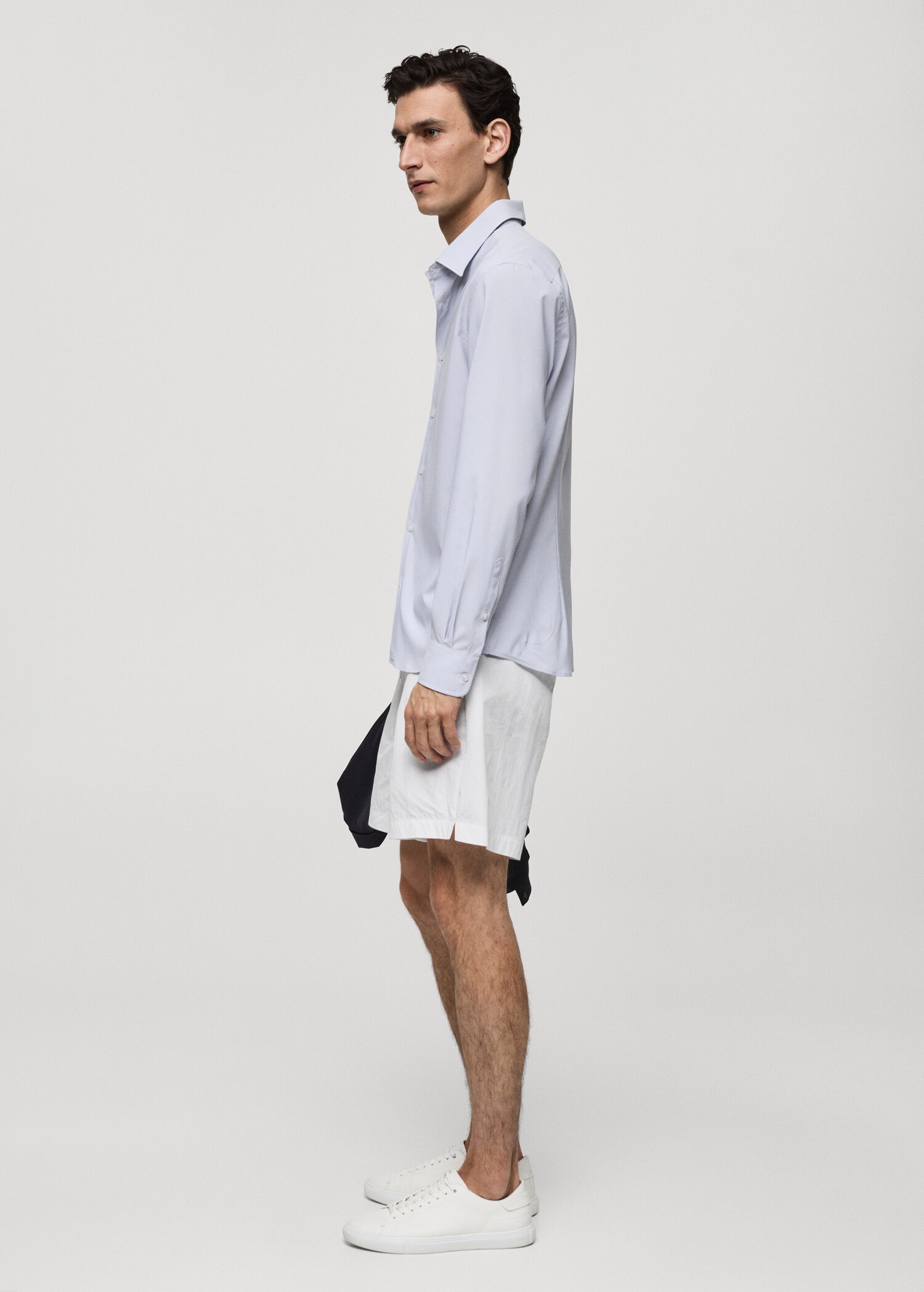 Stretch-fabric slim-fit striped shirt - Details of the article 2