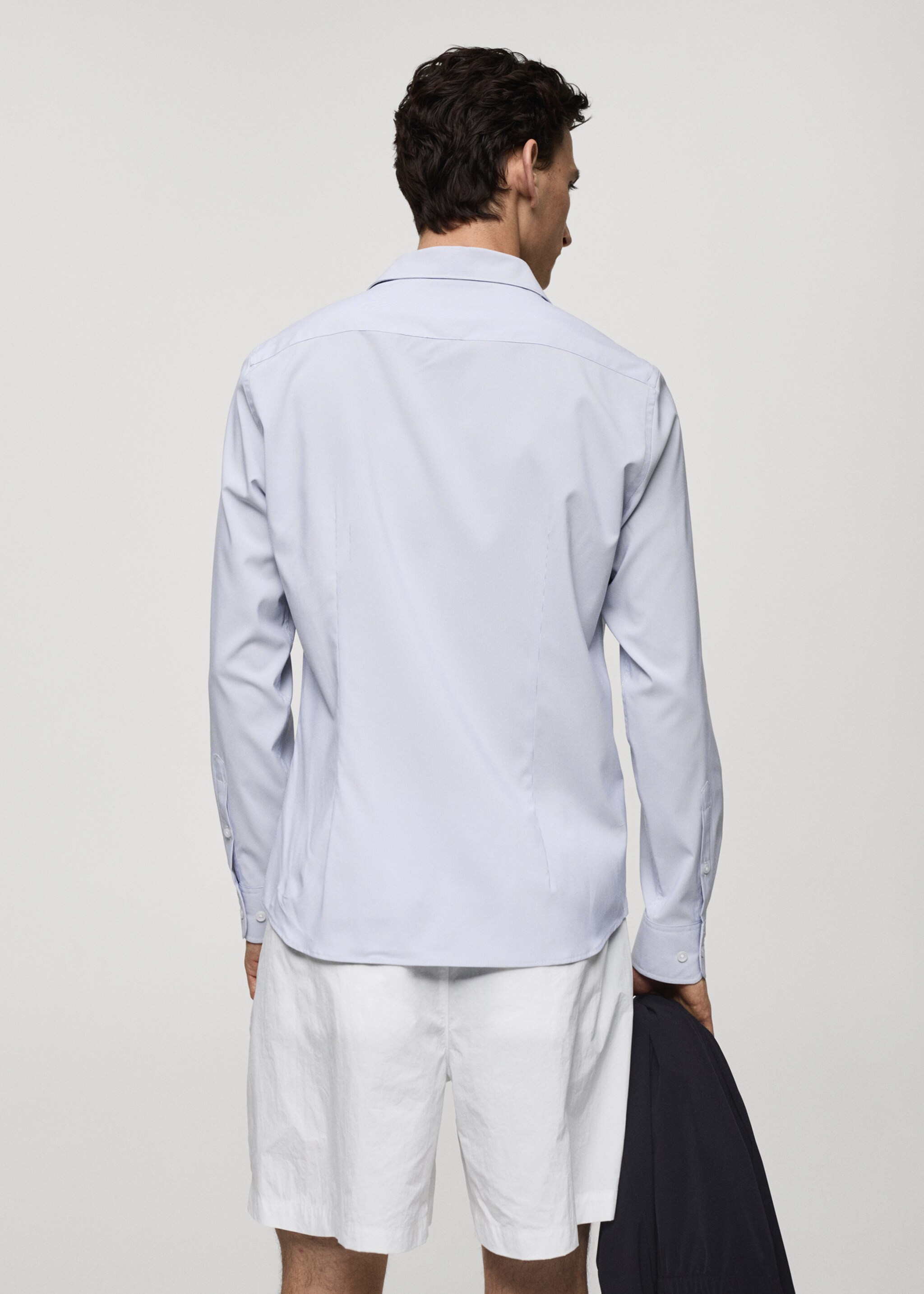 Gestreept slim-fit overhemd van stretch stof - Achterkant van het artikel