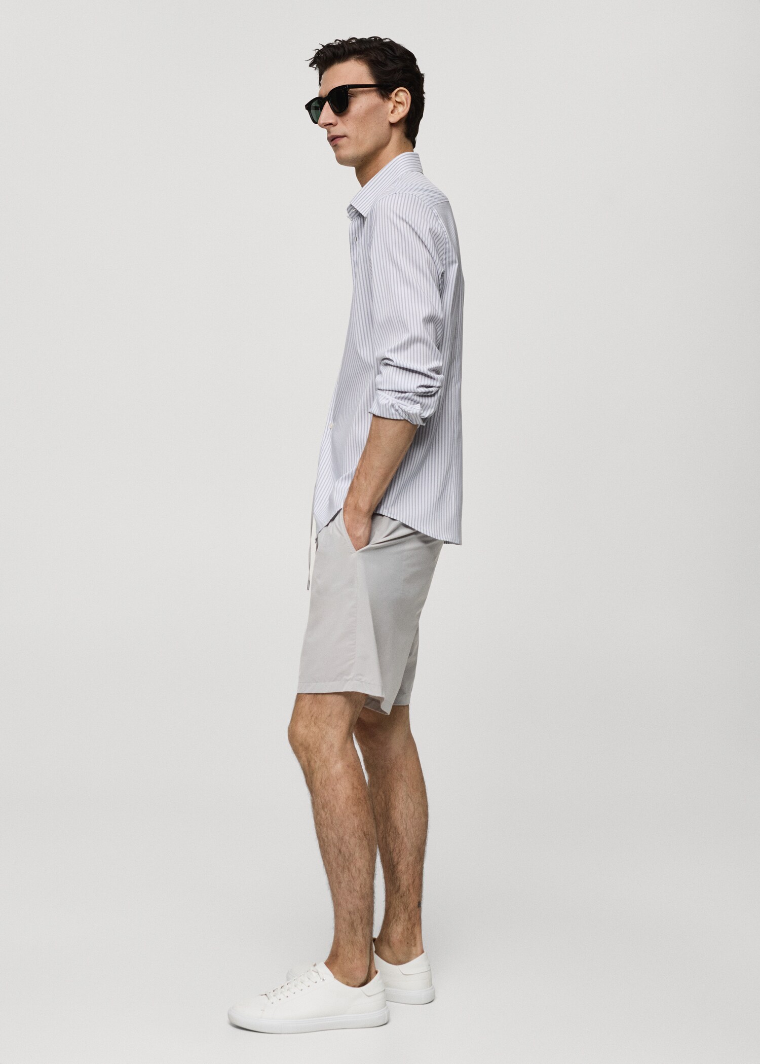 Stretch-fabric slim-fit striped shirt - Details of the article 2