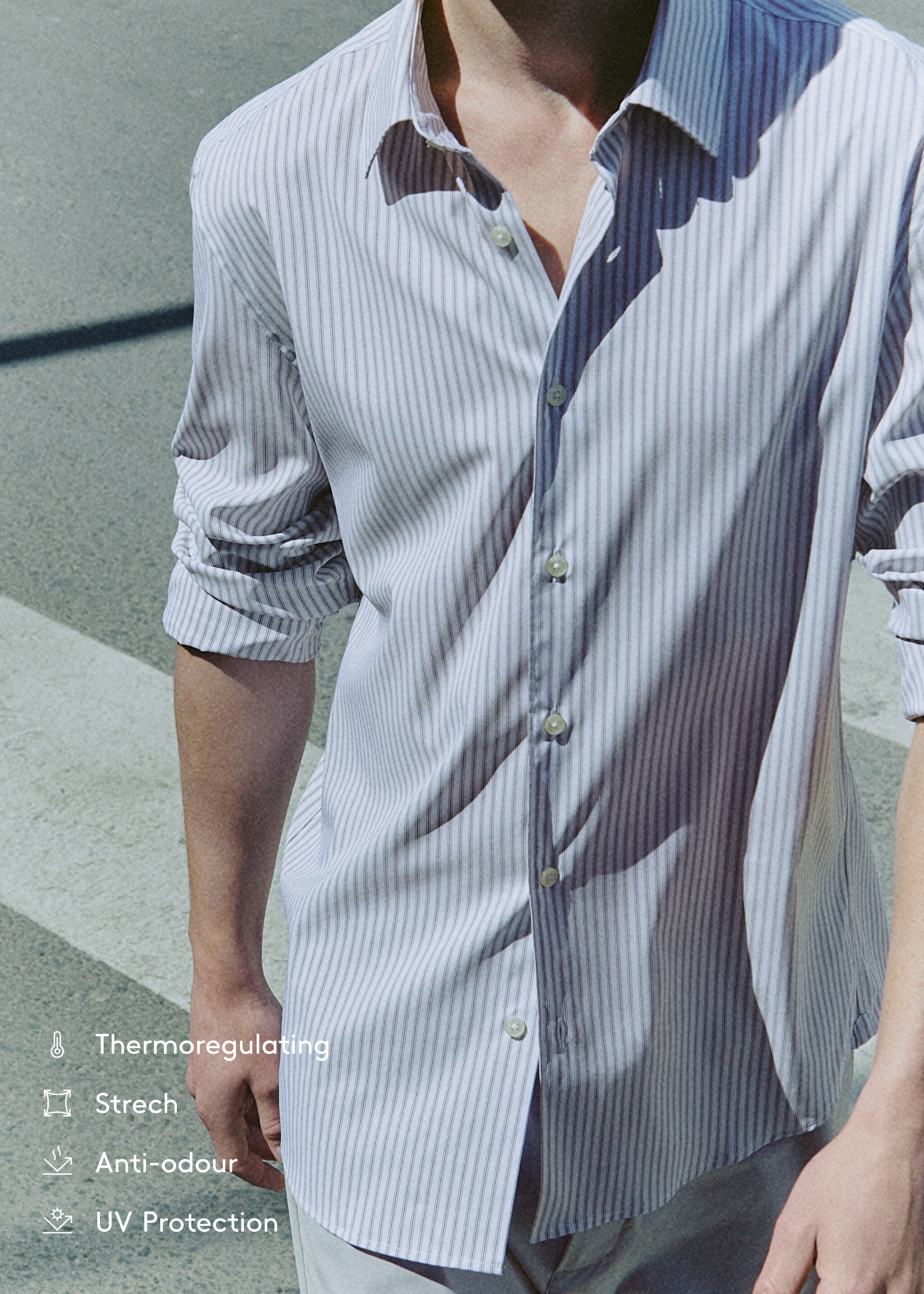 Stretch-fabric slim-fit striped shirt - Details of the article 5