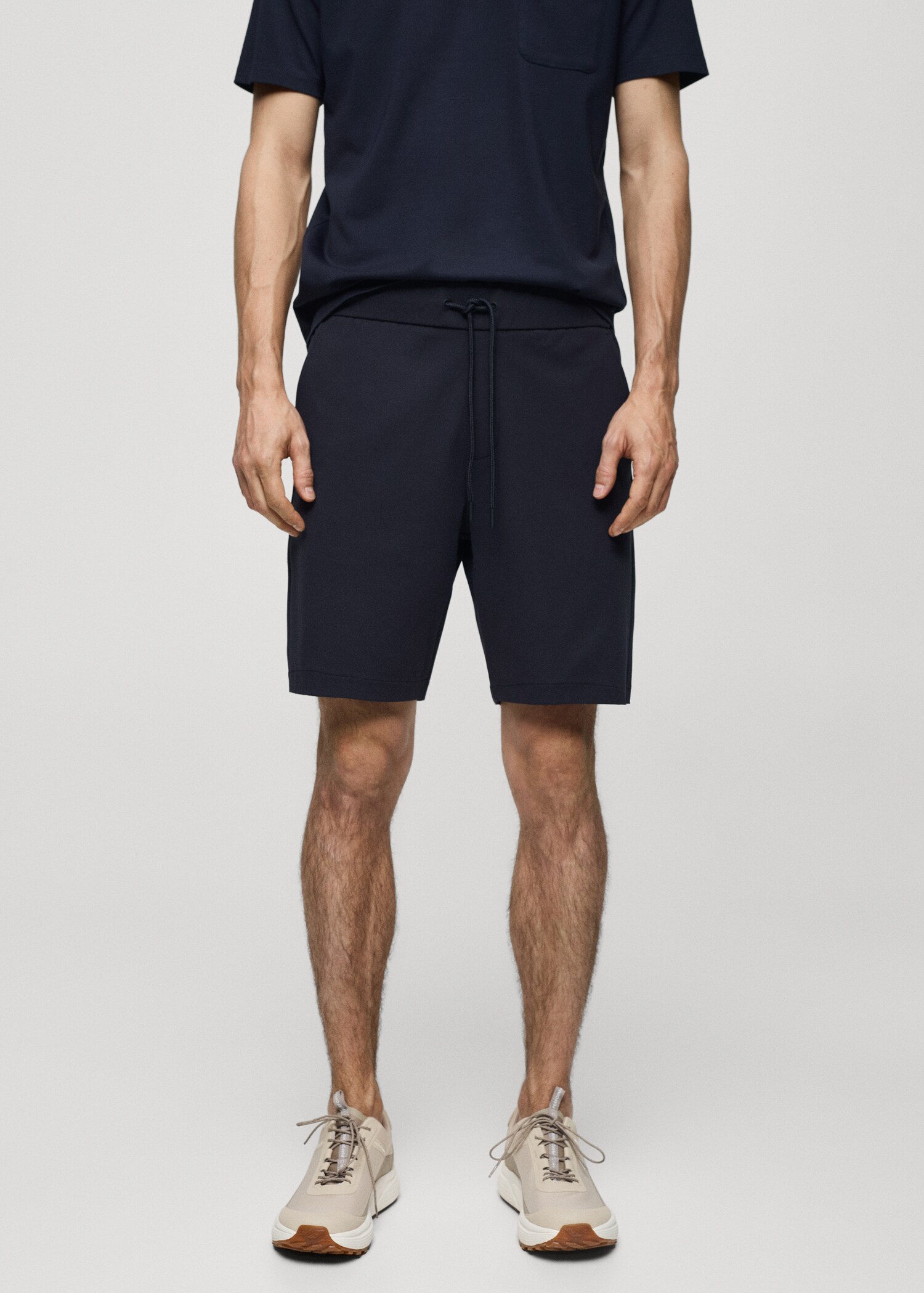Technical fabric bermuda shorts with drawstring - Medium plane