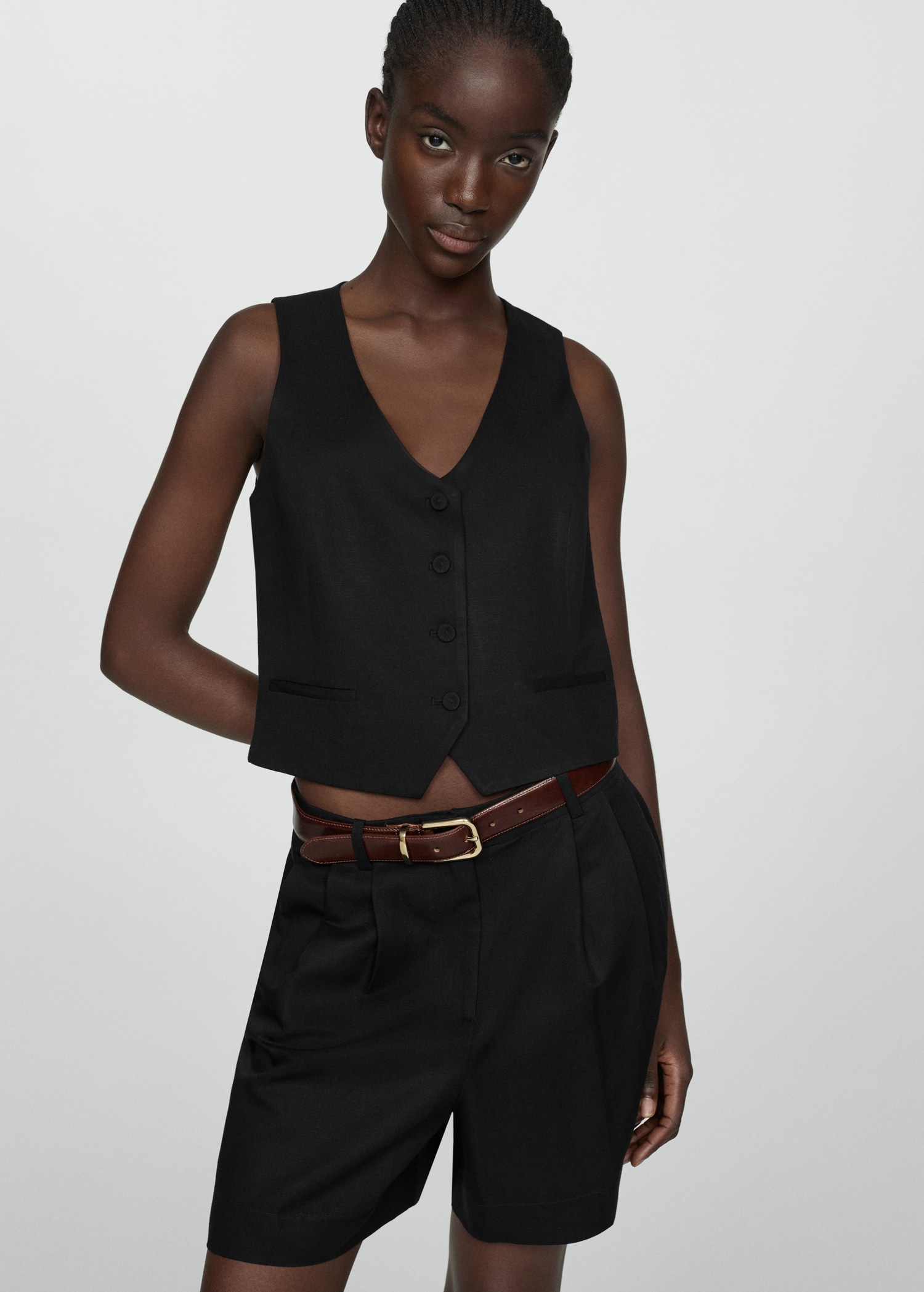 Gilet lin boutons Femme MANGO OUTLET France métropolitaine