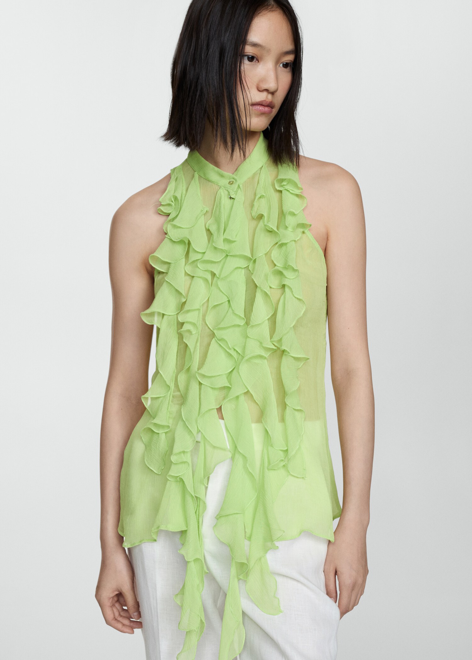 Semi-transparent ruffled blouse - Medium plane