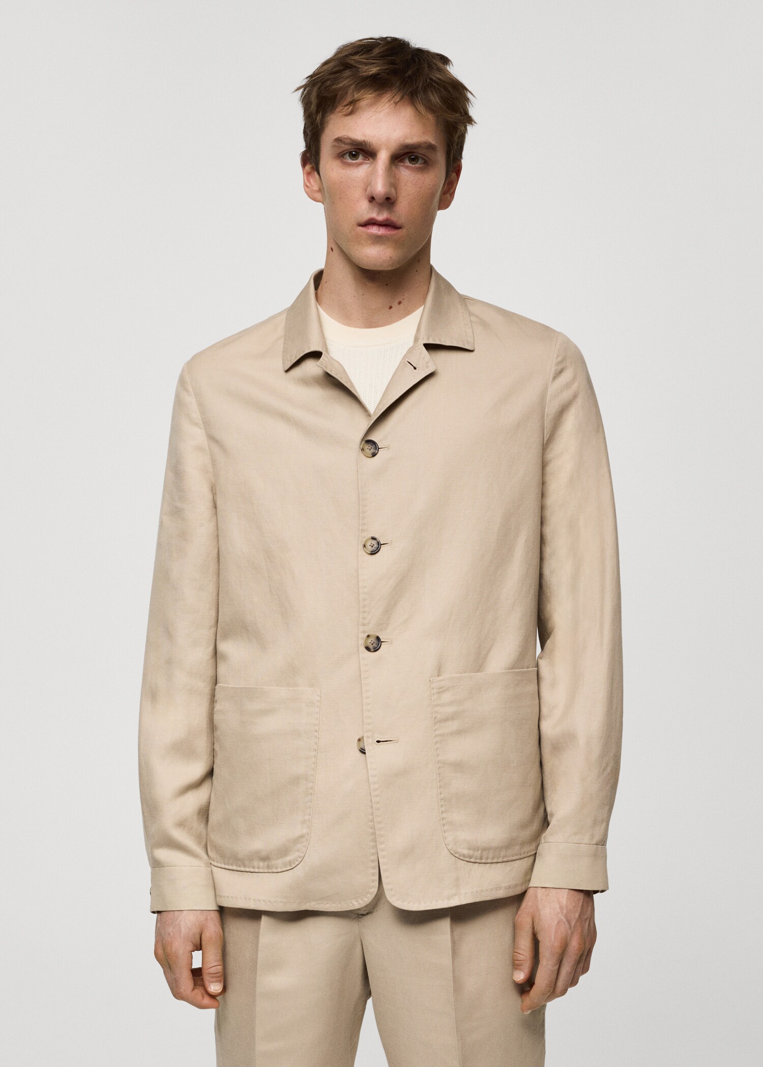 Lyocell linen overshirt with pockets - Medium plane