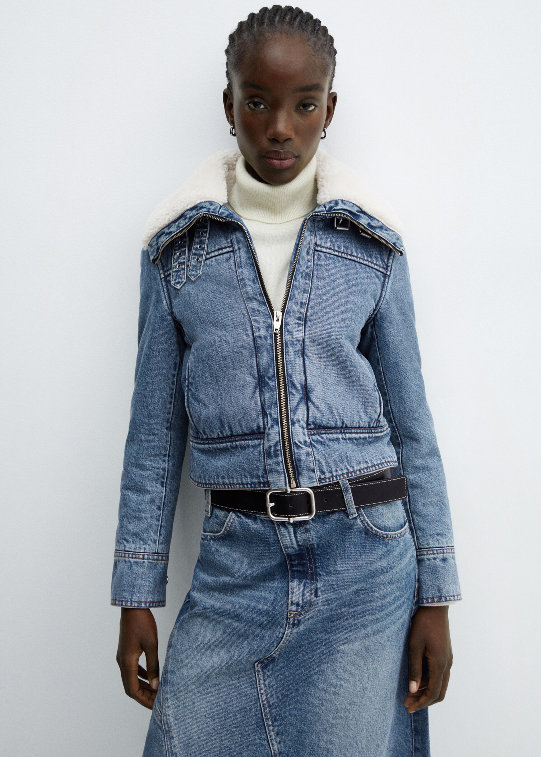 Shearling denim jacket - Medium plane