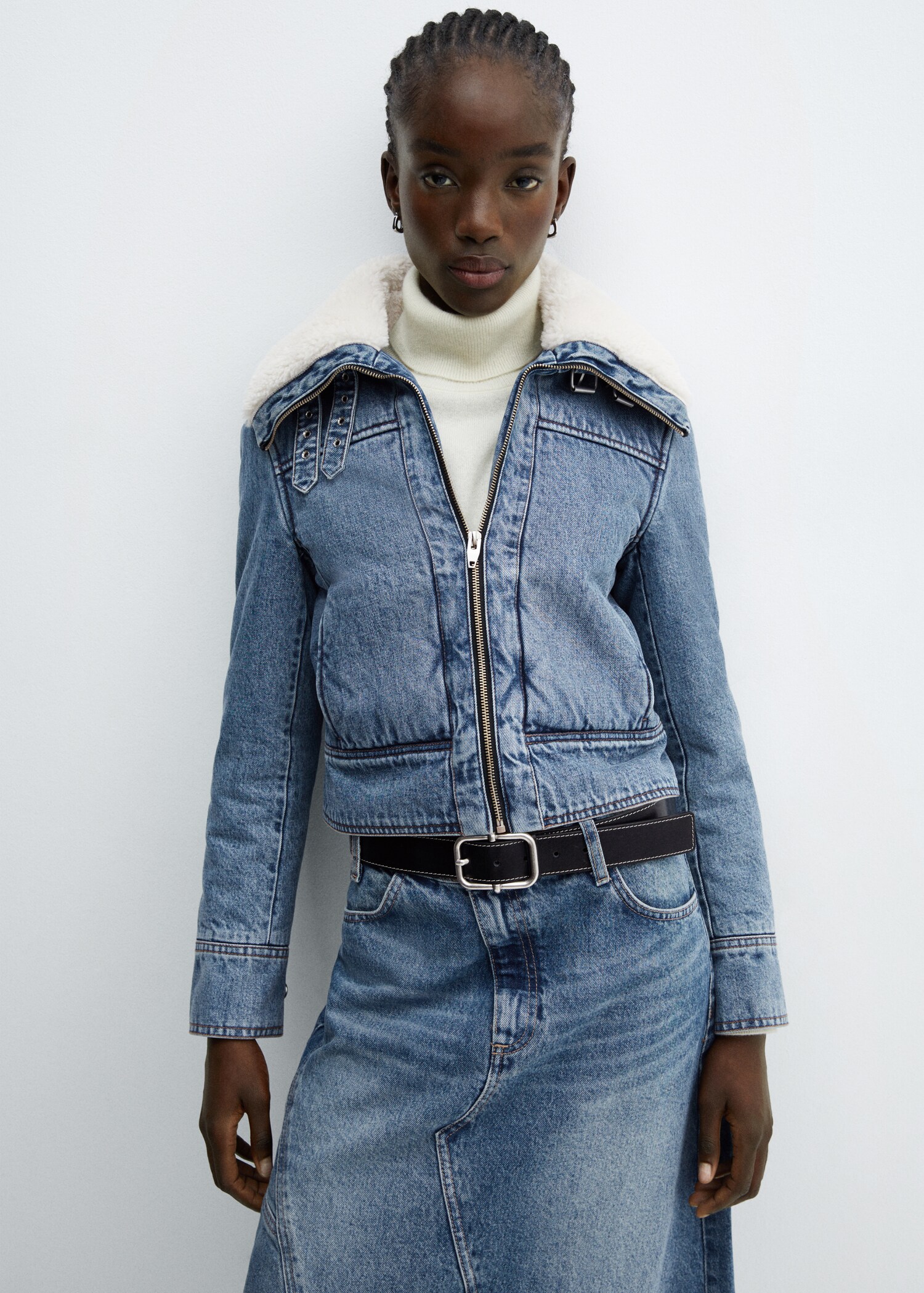 Shearling denim jacket - Medium plane