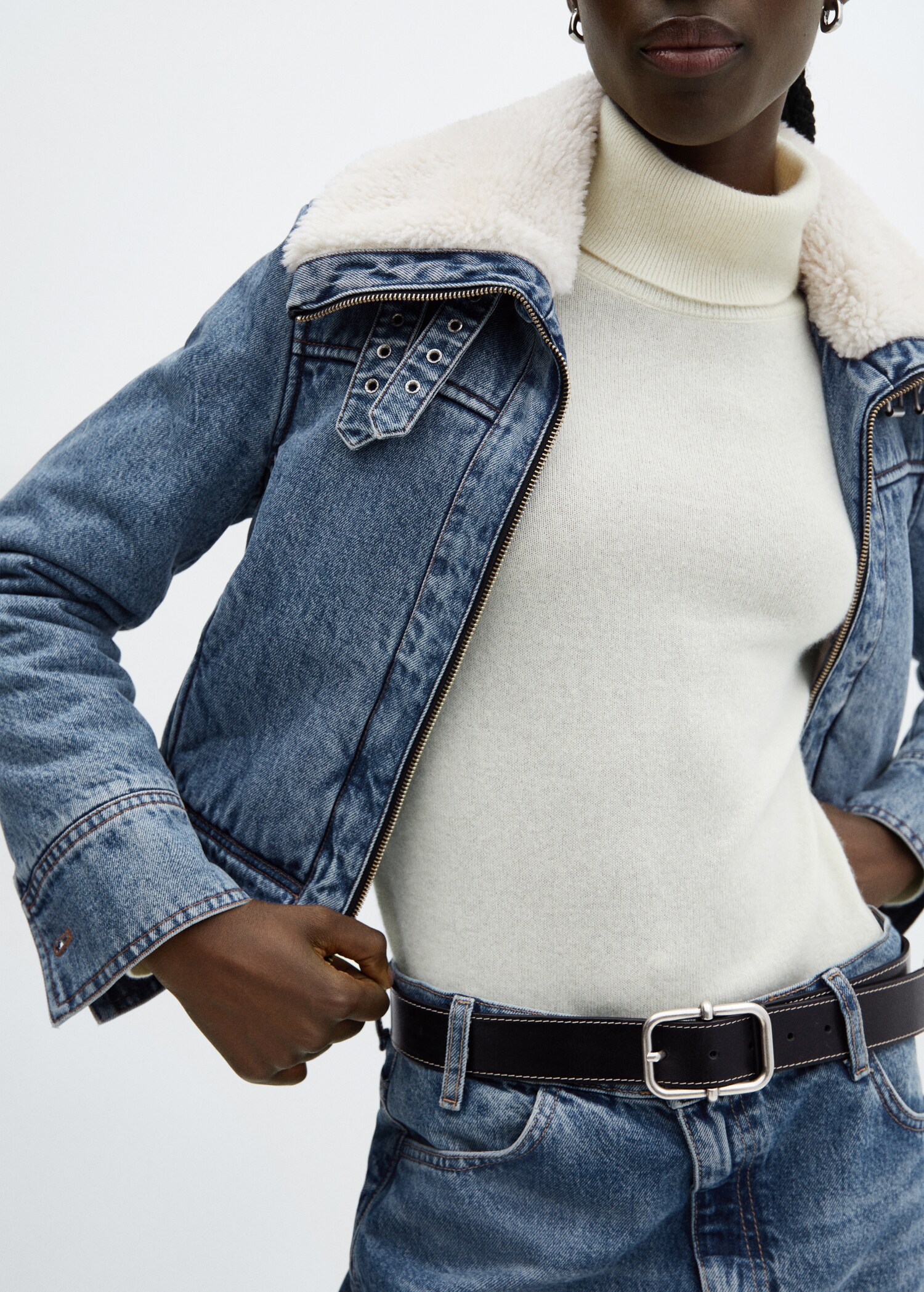 Shearling denim jacket - Details of the article 6