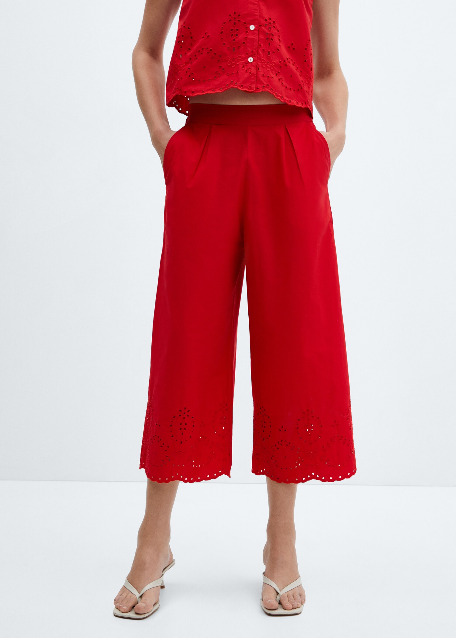 Embroidered culotte trousers - Medium plane