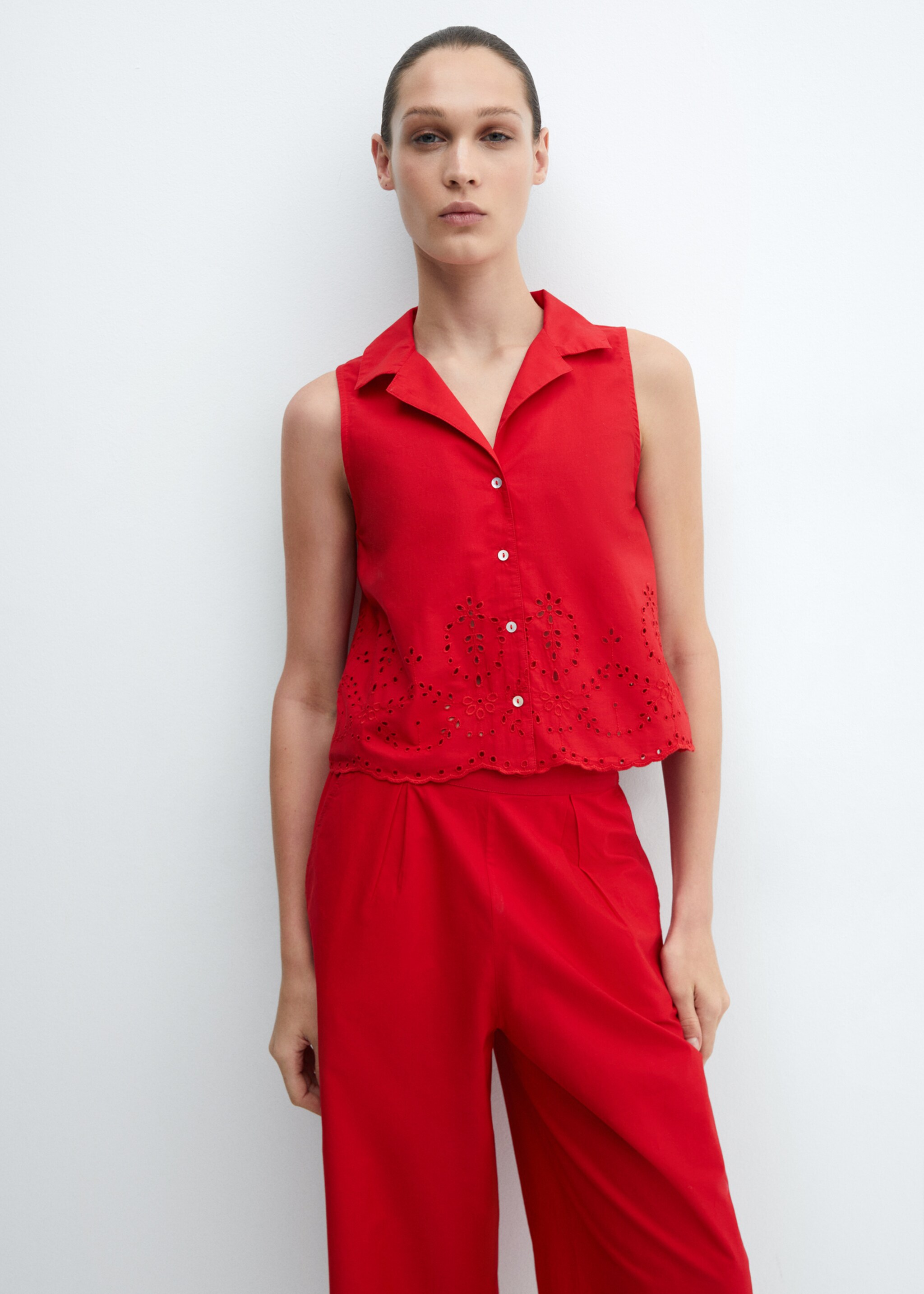 Embroidered culotte trousers - Details of the article 1