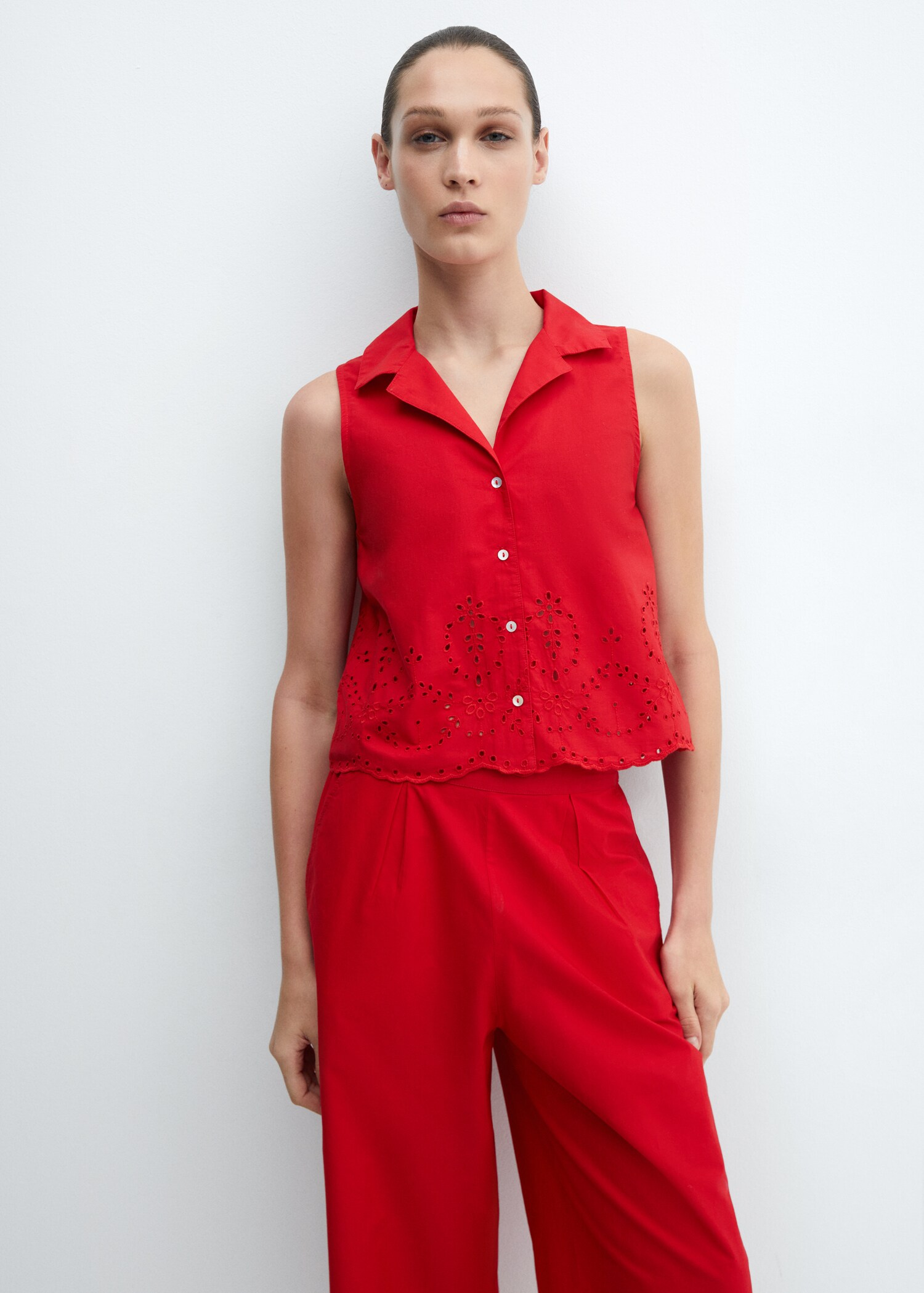 Embroidered culotte trousers - Details of the article 1