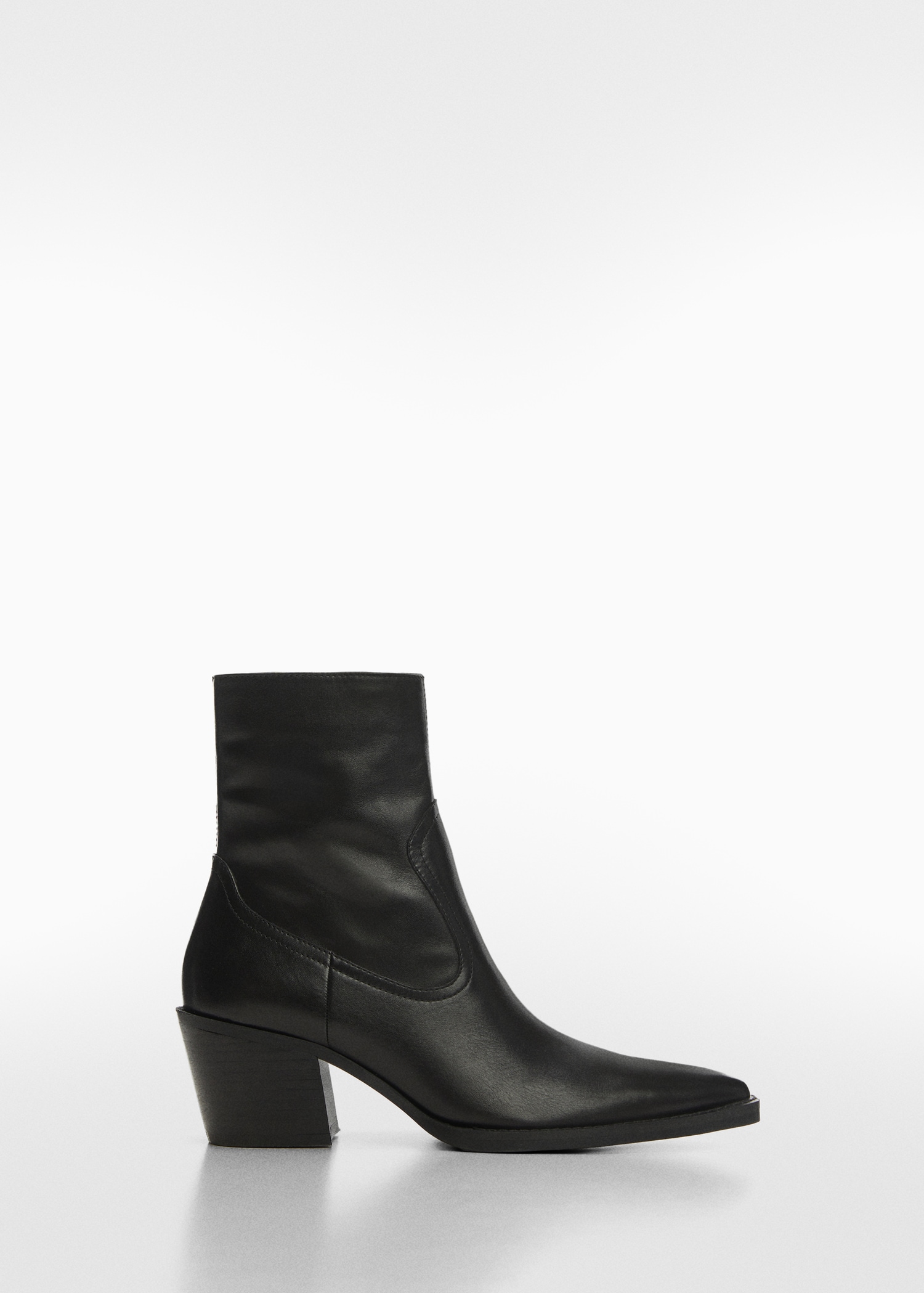 Mango Black Pointed Toe Leather Booties Mango Tobi Ankle Boots