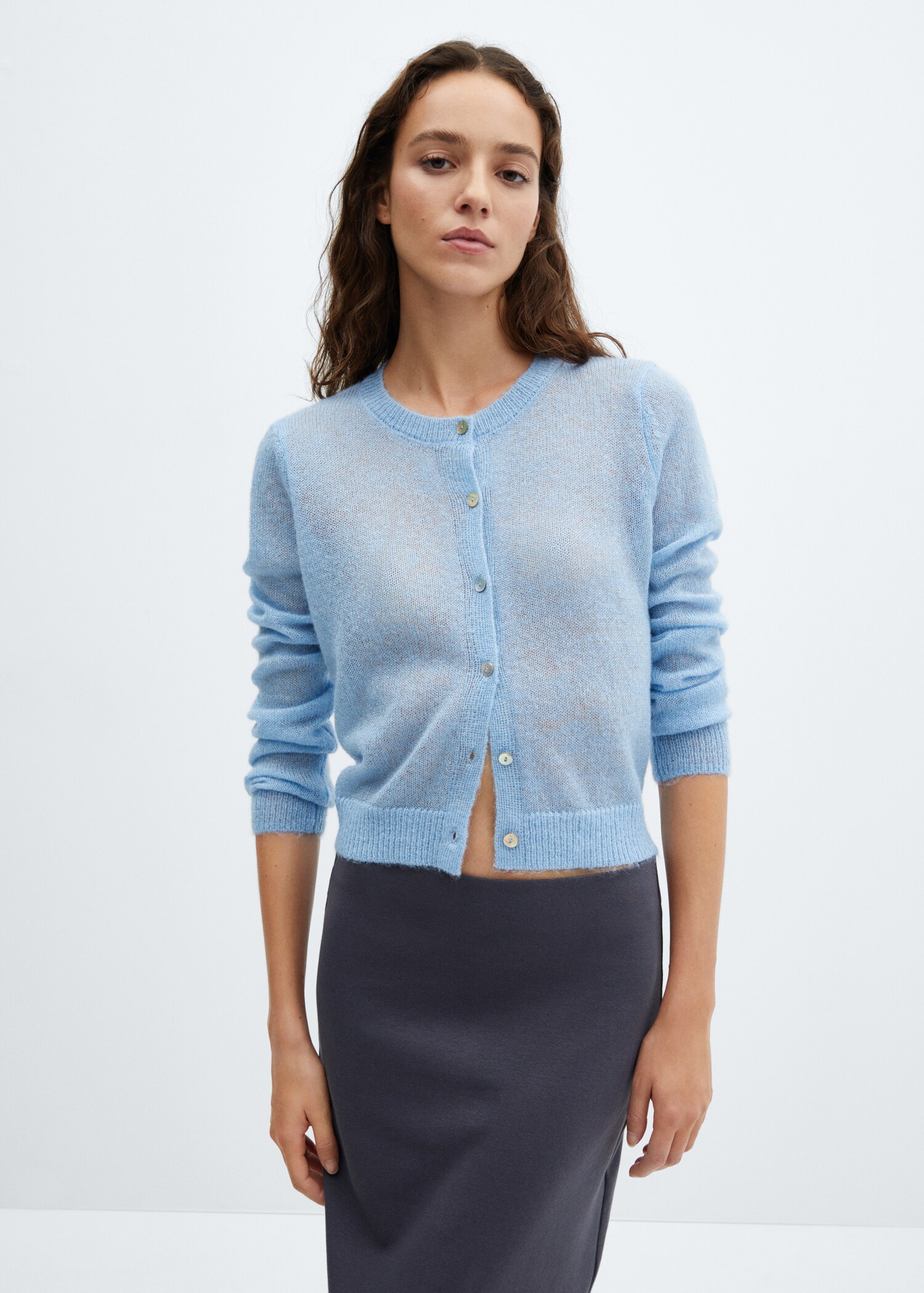 Cardigan with lurex buttons - Medium plane