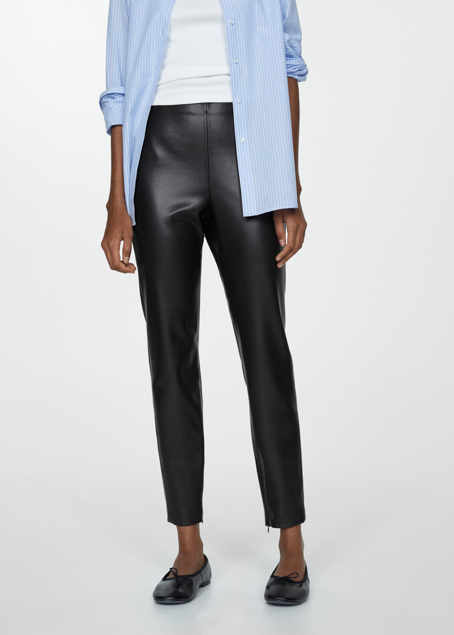 Leather-effect leggings with split hems - Medium plane