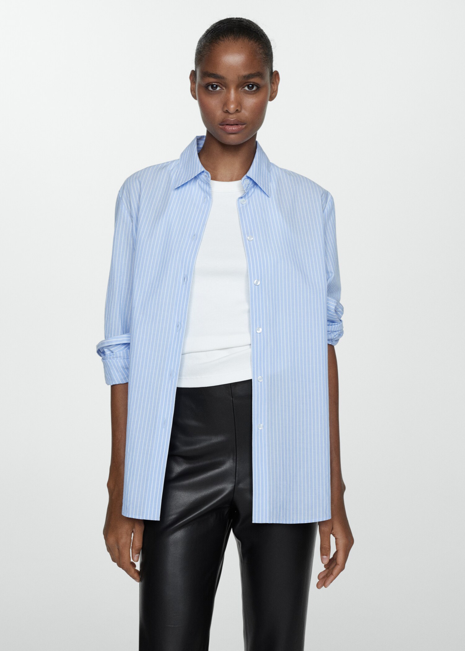 Leather-effect leggings with split hems - Details of the article 1